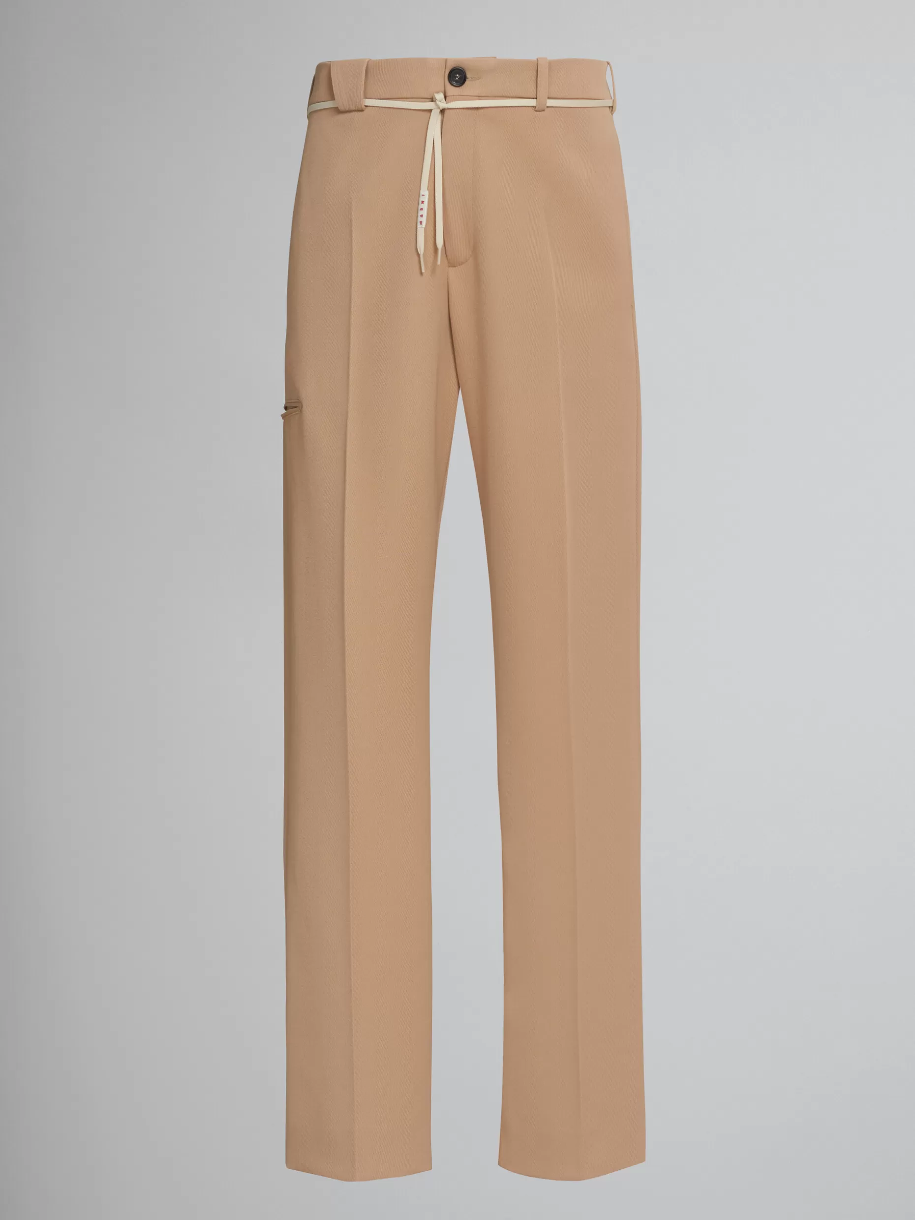 Men Marni Beige Cavalry Wool Trousers