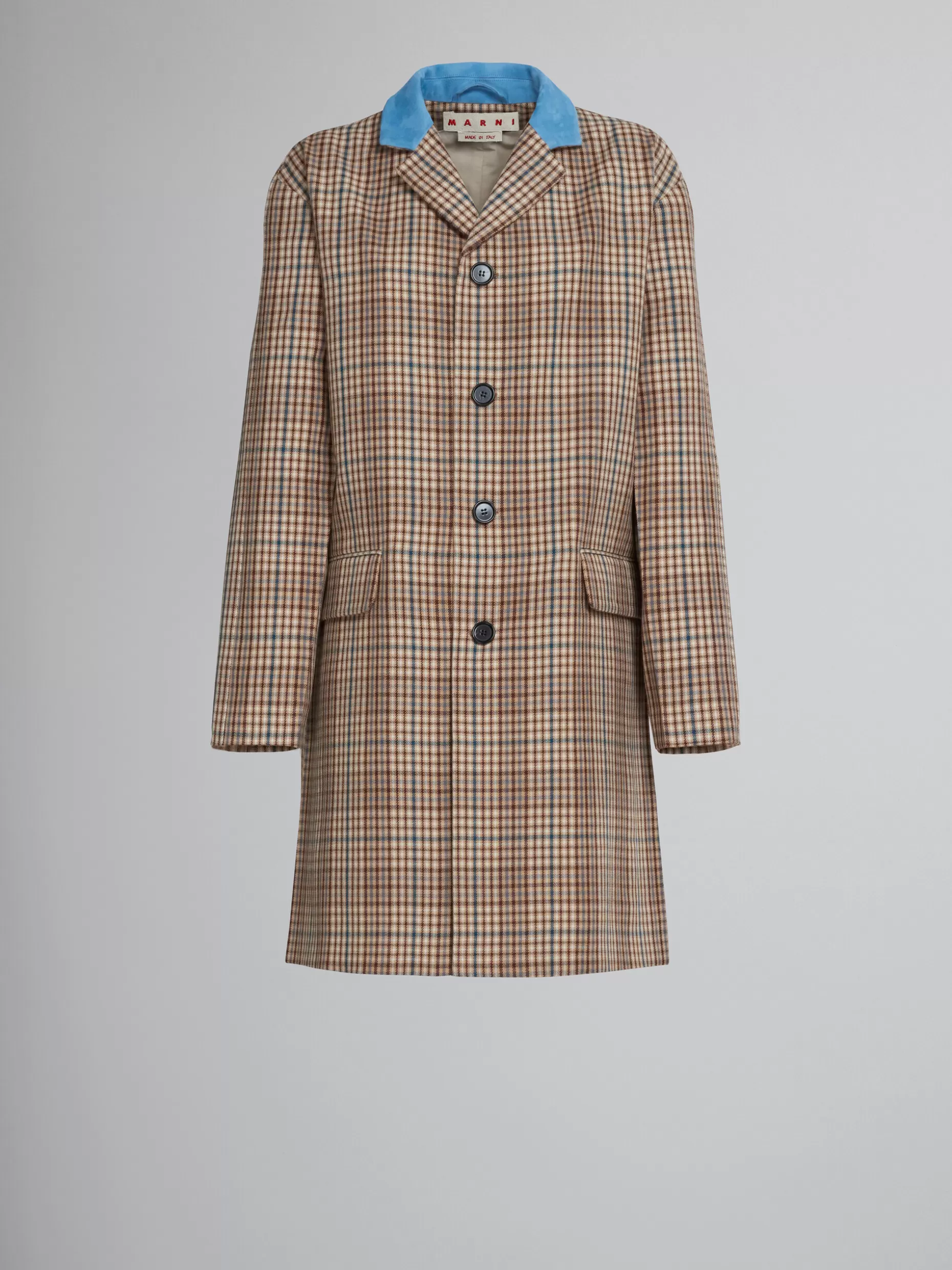 Women Marni Beige Check Wool Coat