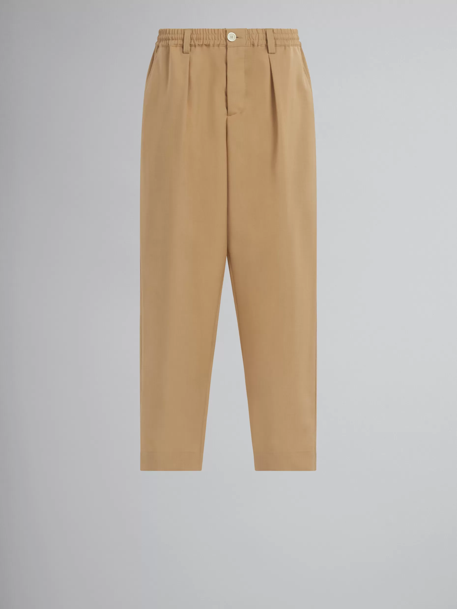 Men Marni Beige Cropped Trousers In Tropical Wool