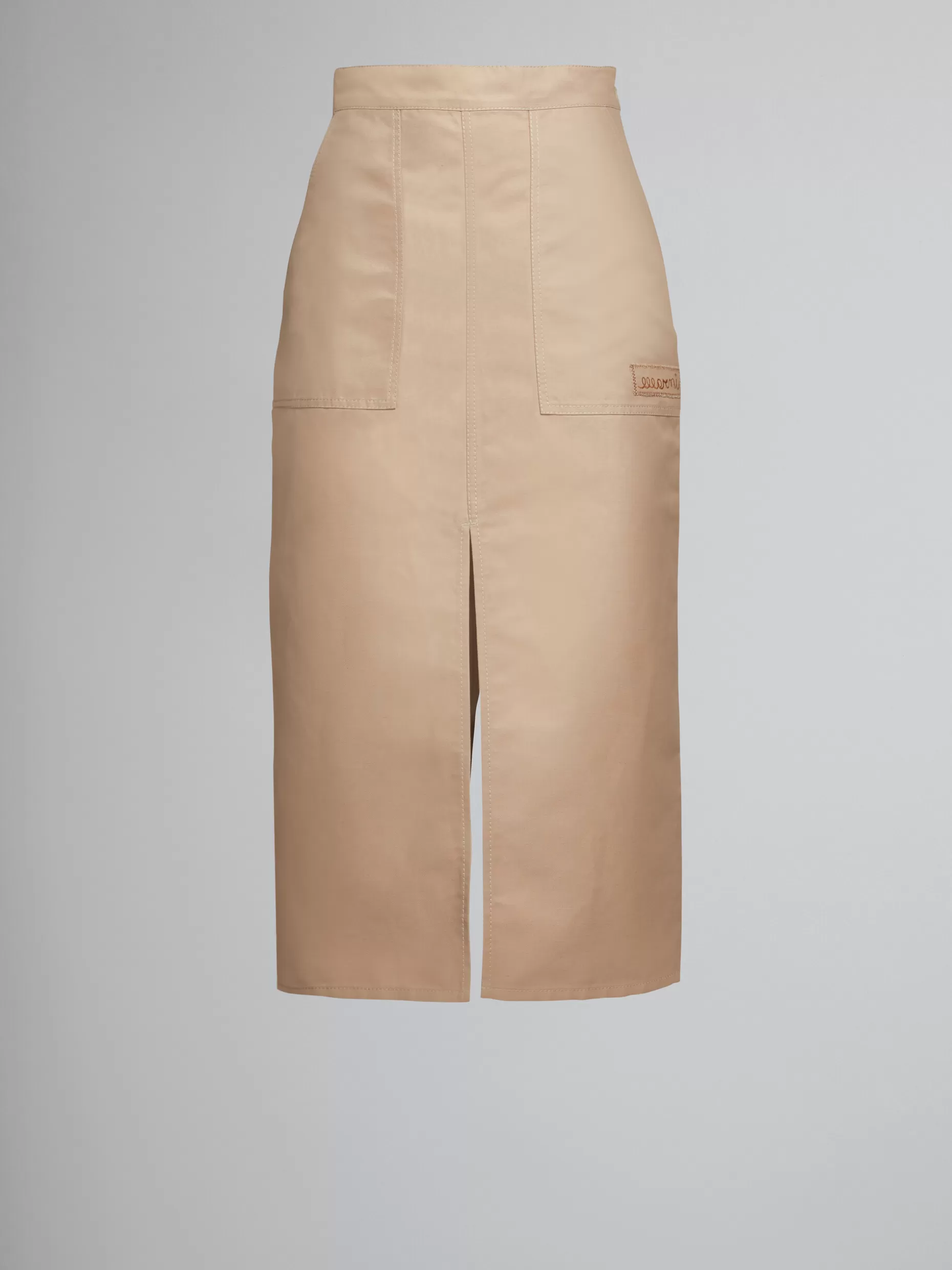 Women Marni Beige Skirt In Technical Cotton-Linen