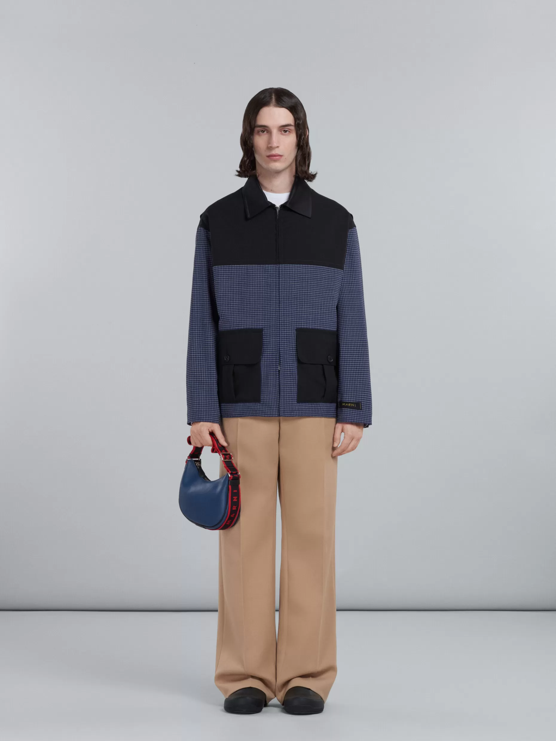 Men Marni Bey Small Bag In Blue Leather