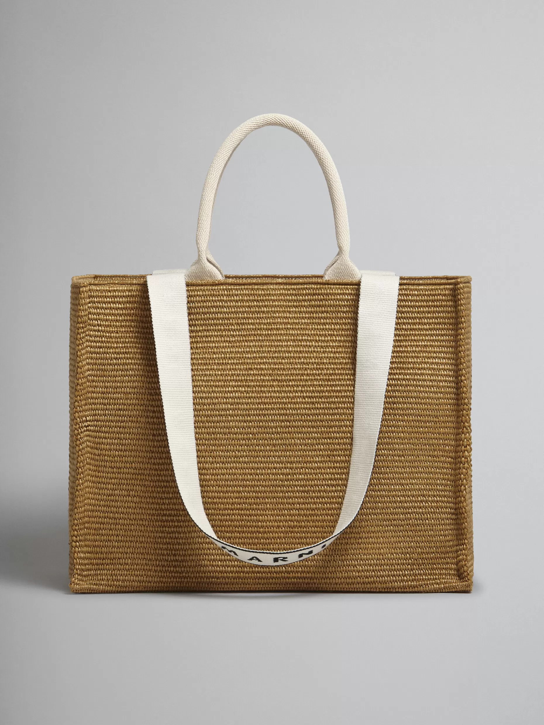 Men Marni Bey Tote Bag In Brown Raffia