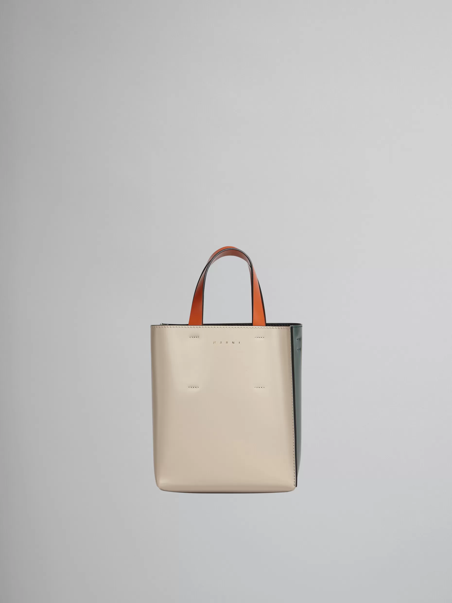 Women Marni Bi-Coloured Museo Bag In Shiny Calfskin With Shoulder Strap