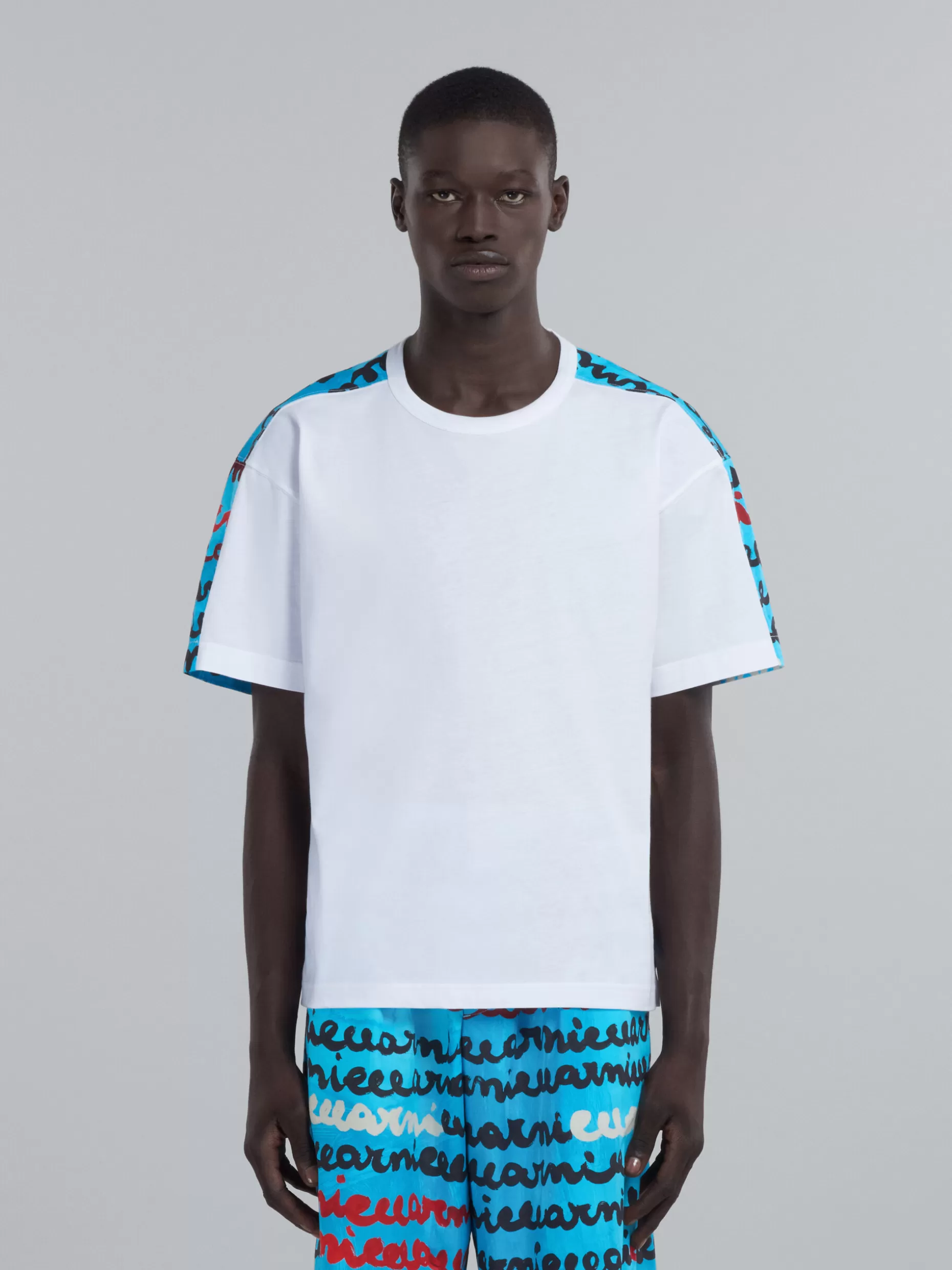 Men Marni Bio Cotton Jersey T-Shirt With Contrasting Back