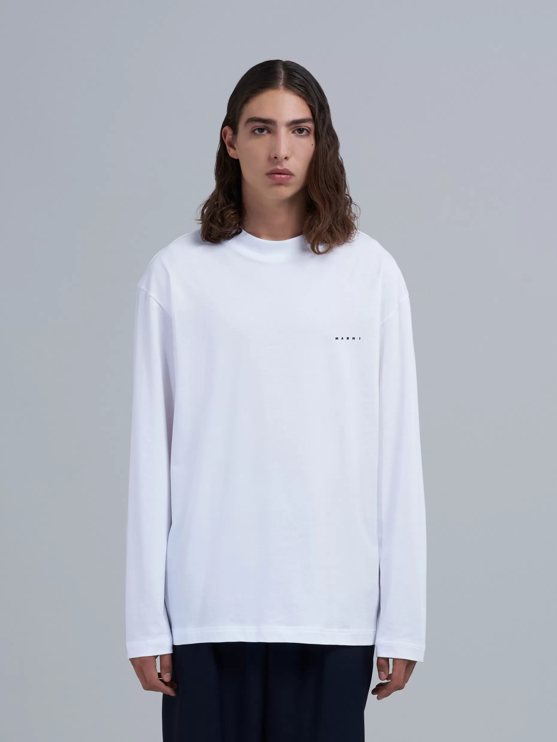 Men Marni Bio Jersey Logo Embroidery Long Sleeve T-Shirt