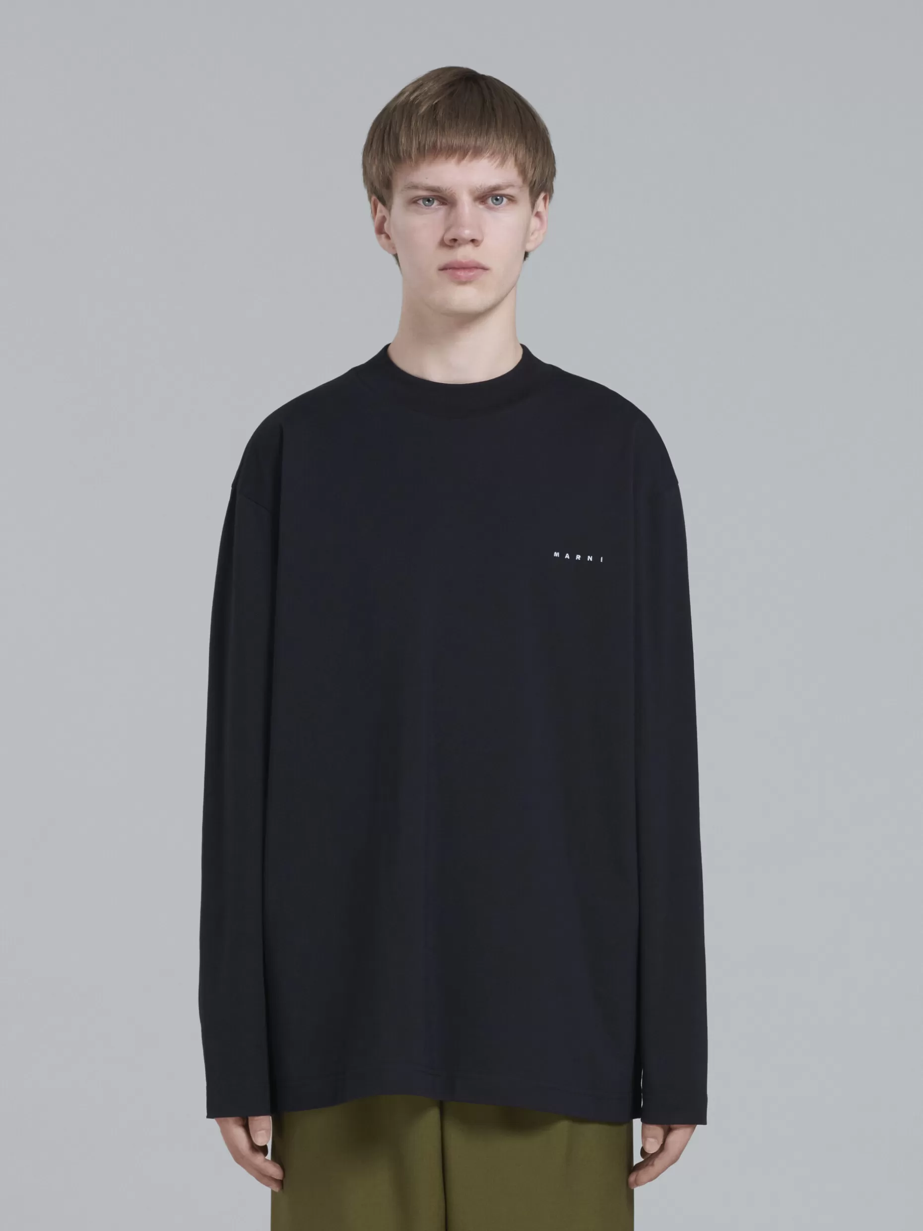 Men Marni Bio Jersey Logo Embroidery Long Sleeve T-Shirt