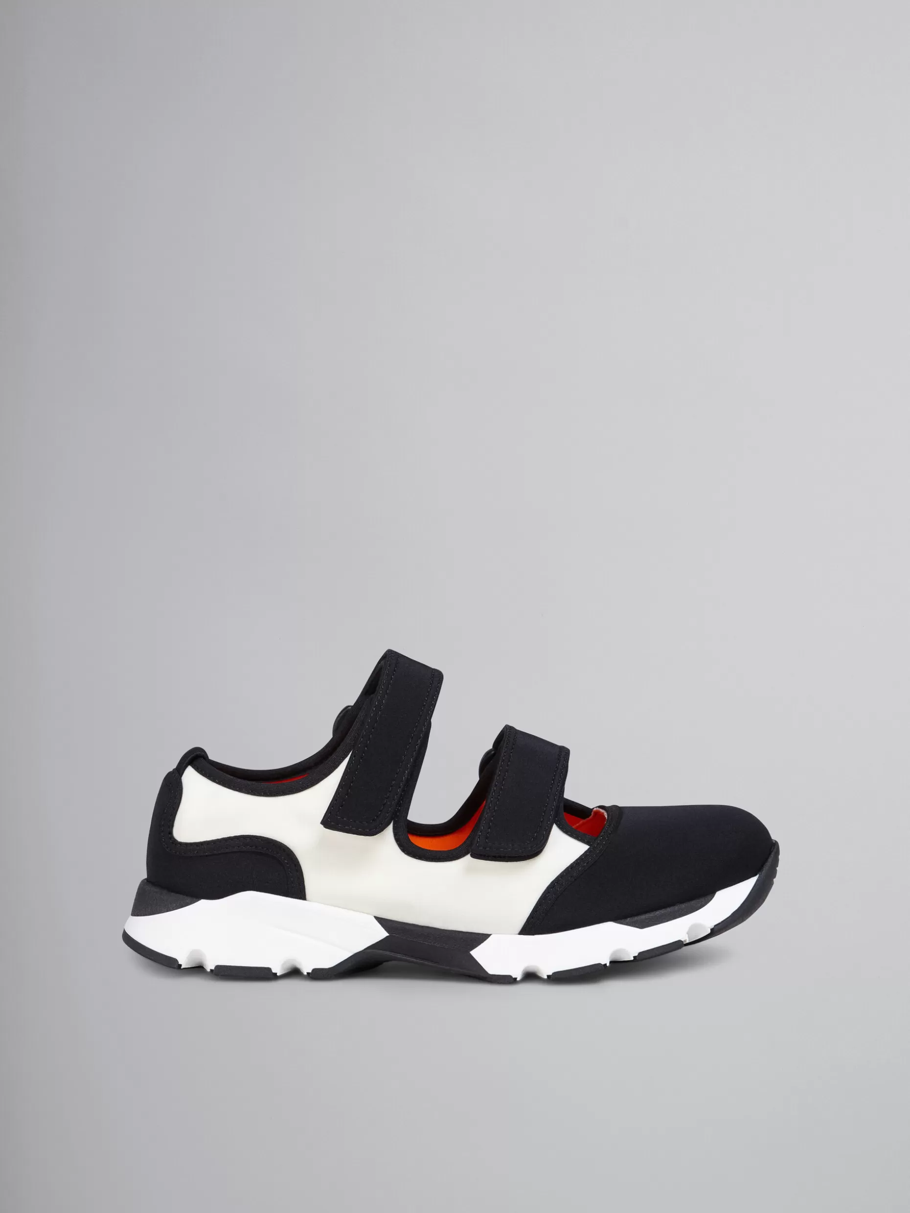 Women Marni Black And White Techno Fabric Sneakers