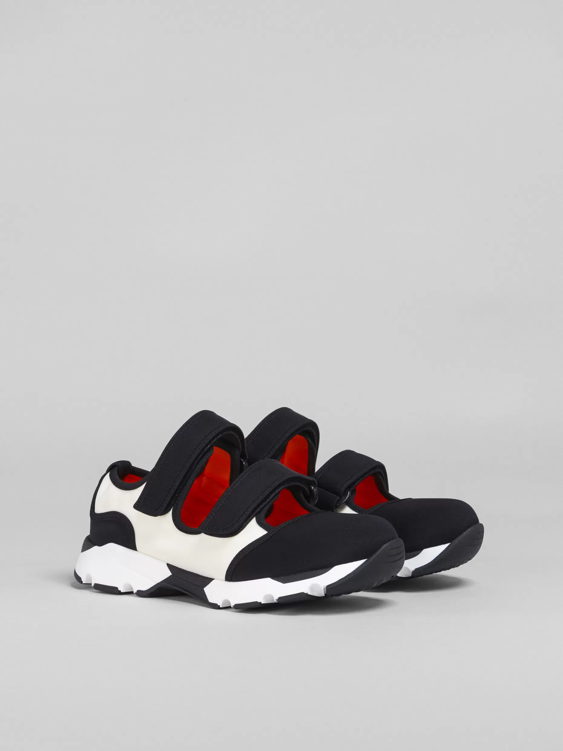 Women Marni Black And White Techno Fabric Sneakers