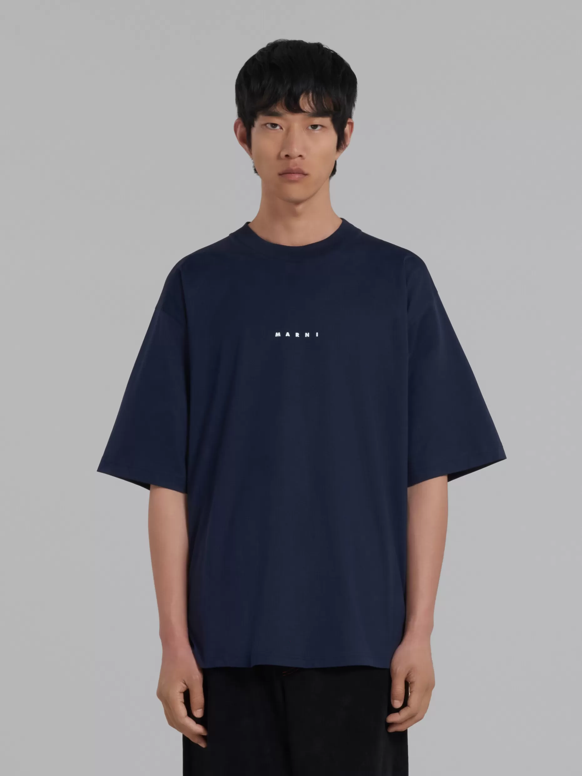 Men Marni Black Bio Cotton T-Shirt With Logo