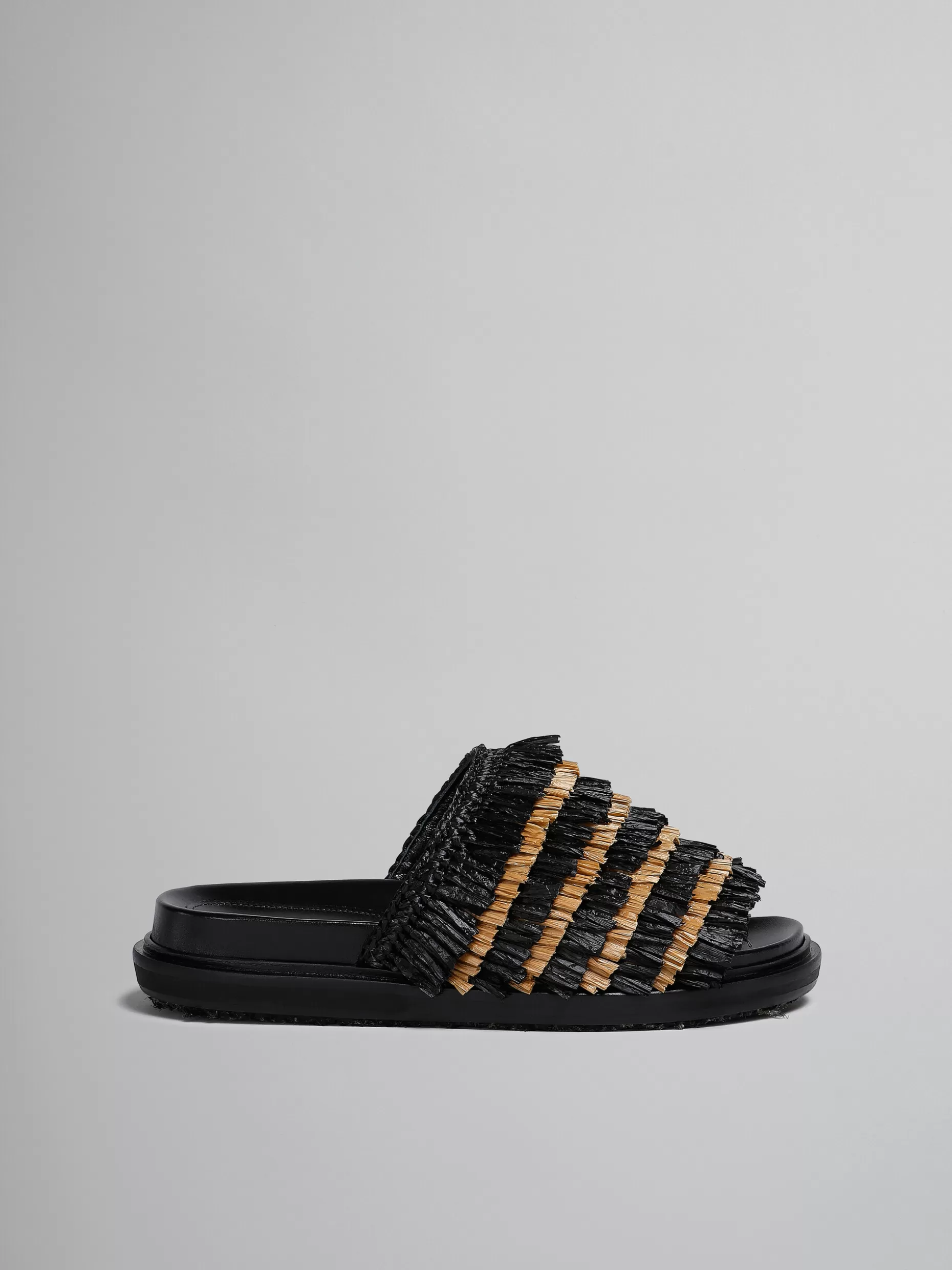 Women Marni Black Fringe Slide Sandal