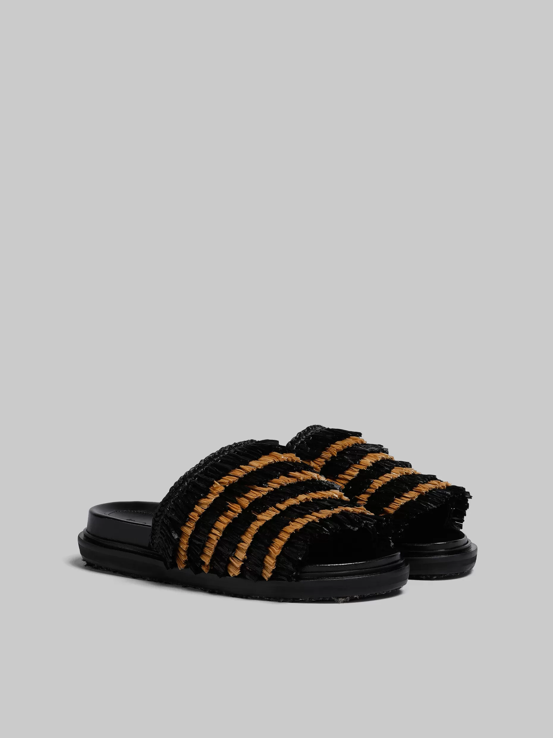 Women Marni Black Fringe Slide Sandal