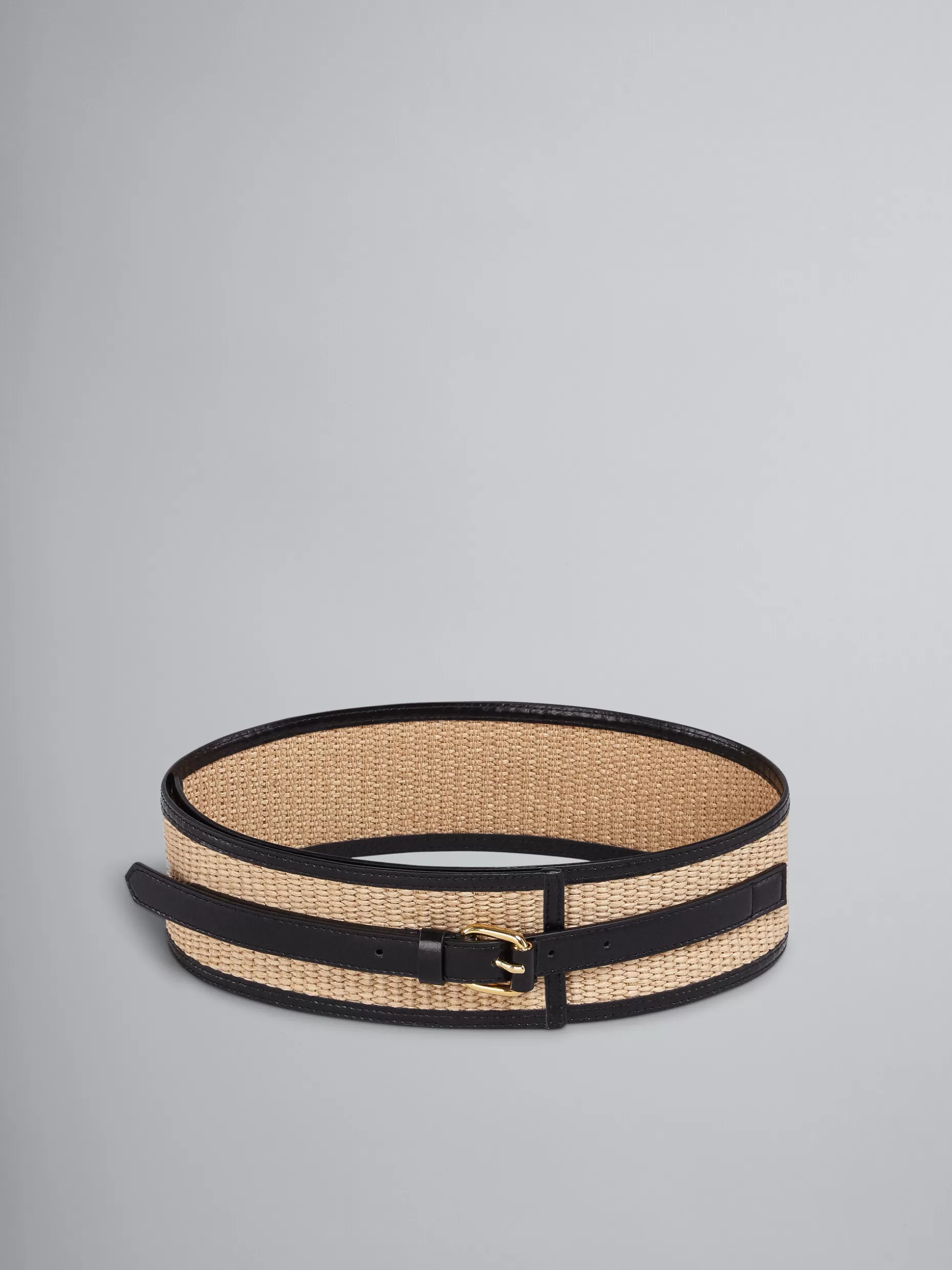 Women Marni Black Leather And Raffia Belt