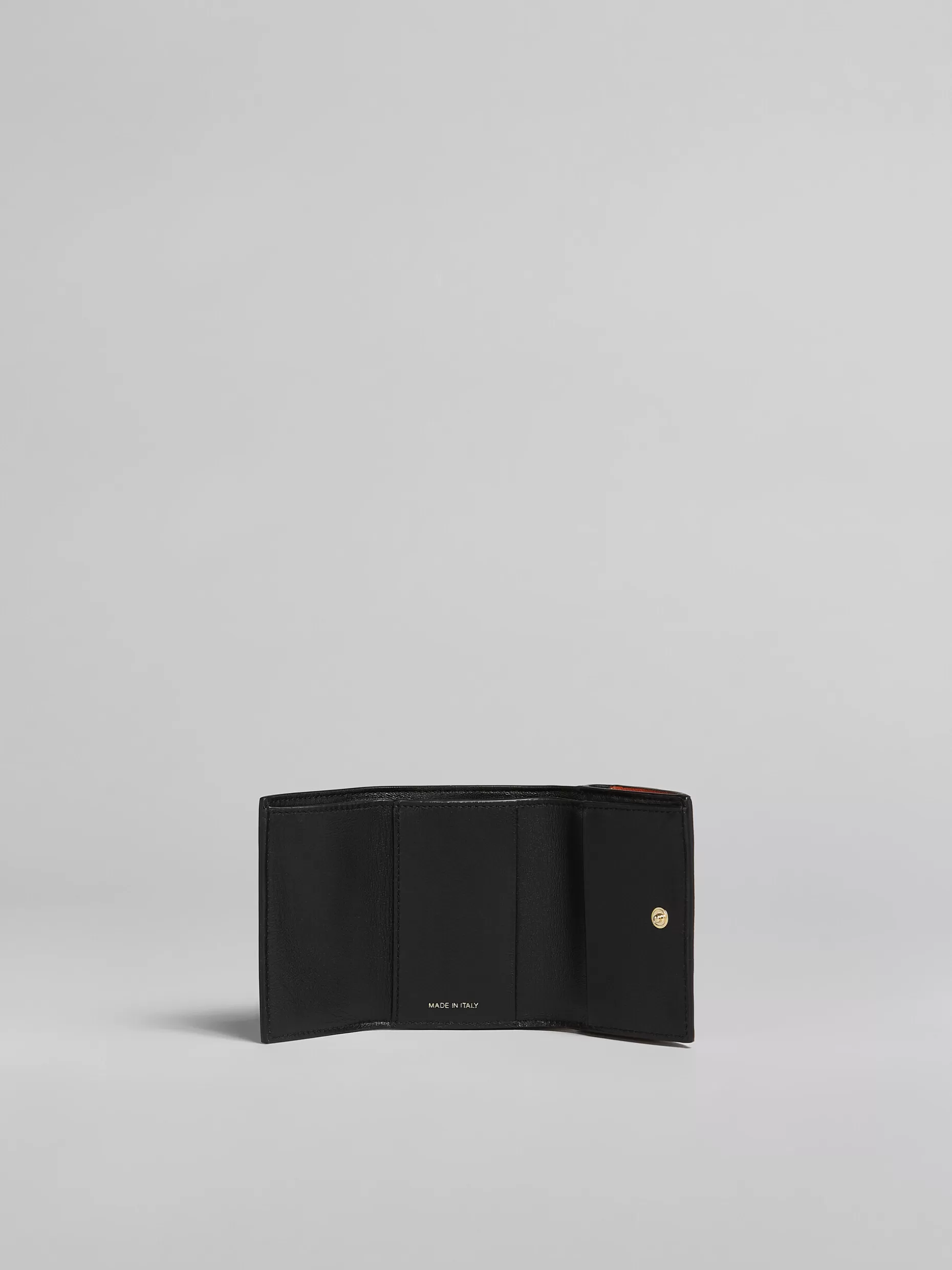 Women Marni Black Multicolour Saffiano Leather Tri-Fold Wallet