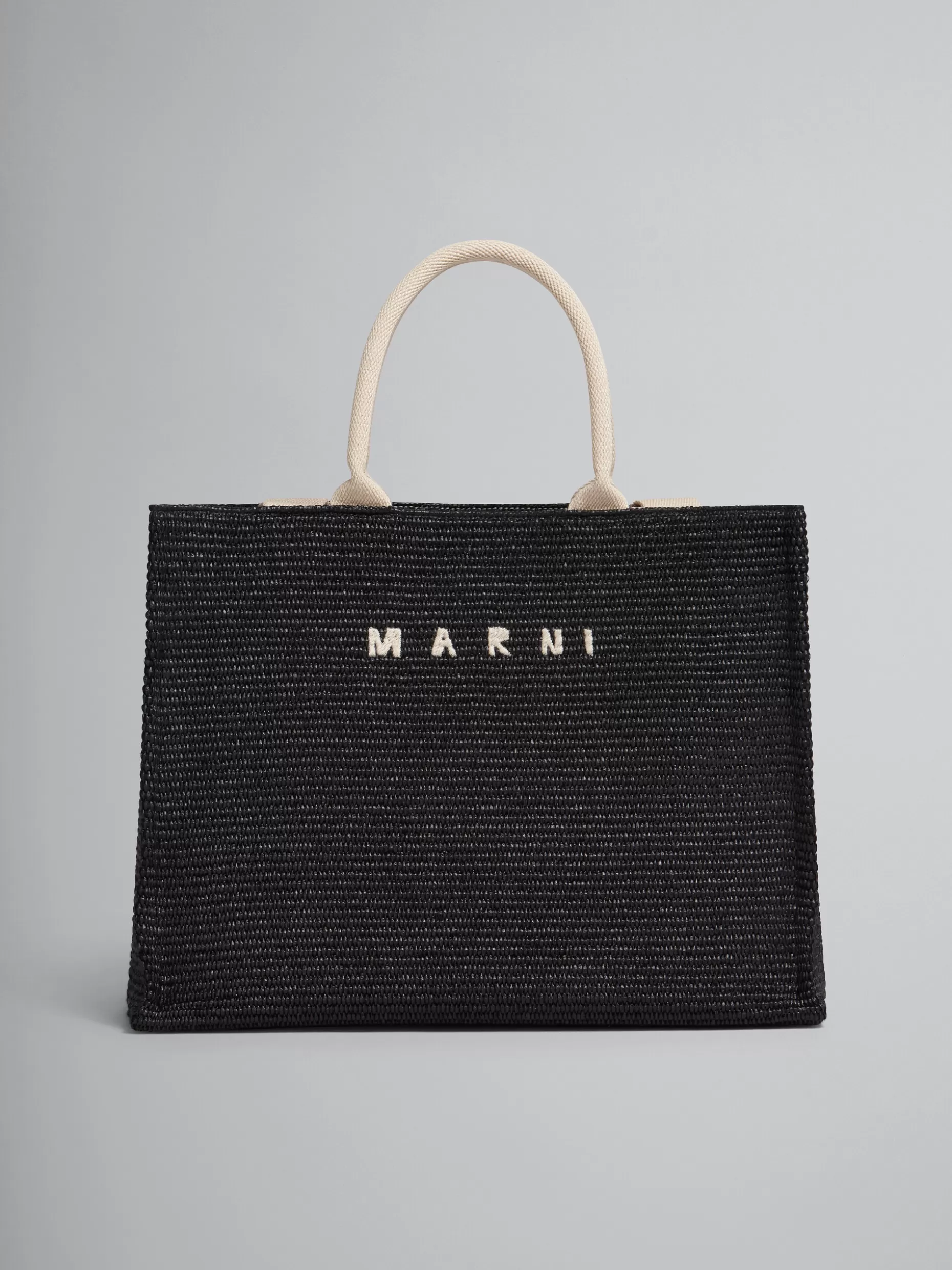 Women Marni Black Raffia Large Tote Bag