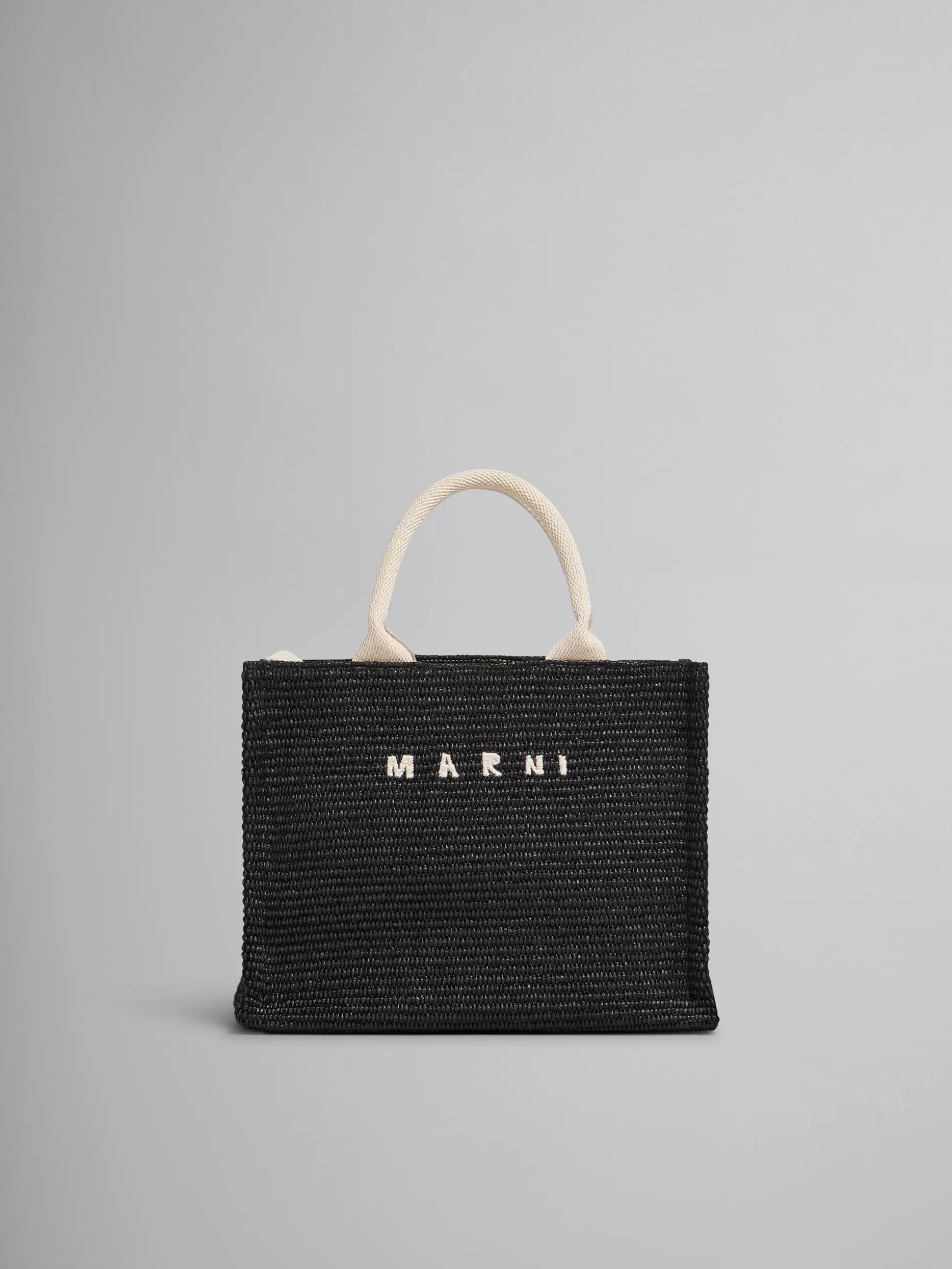 Women Marni Black Raffia Small Tote Bag