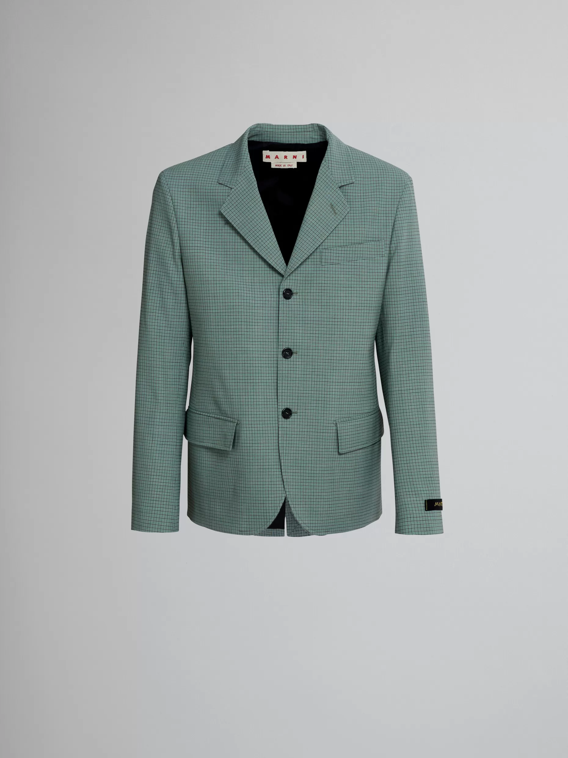 Men Marni Blazer In Tropical Wool With Green Checks