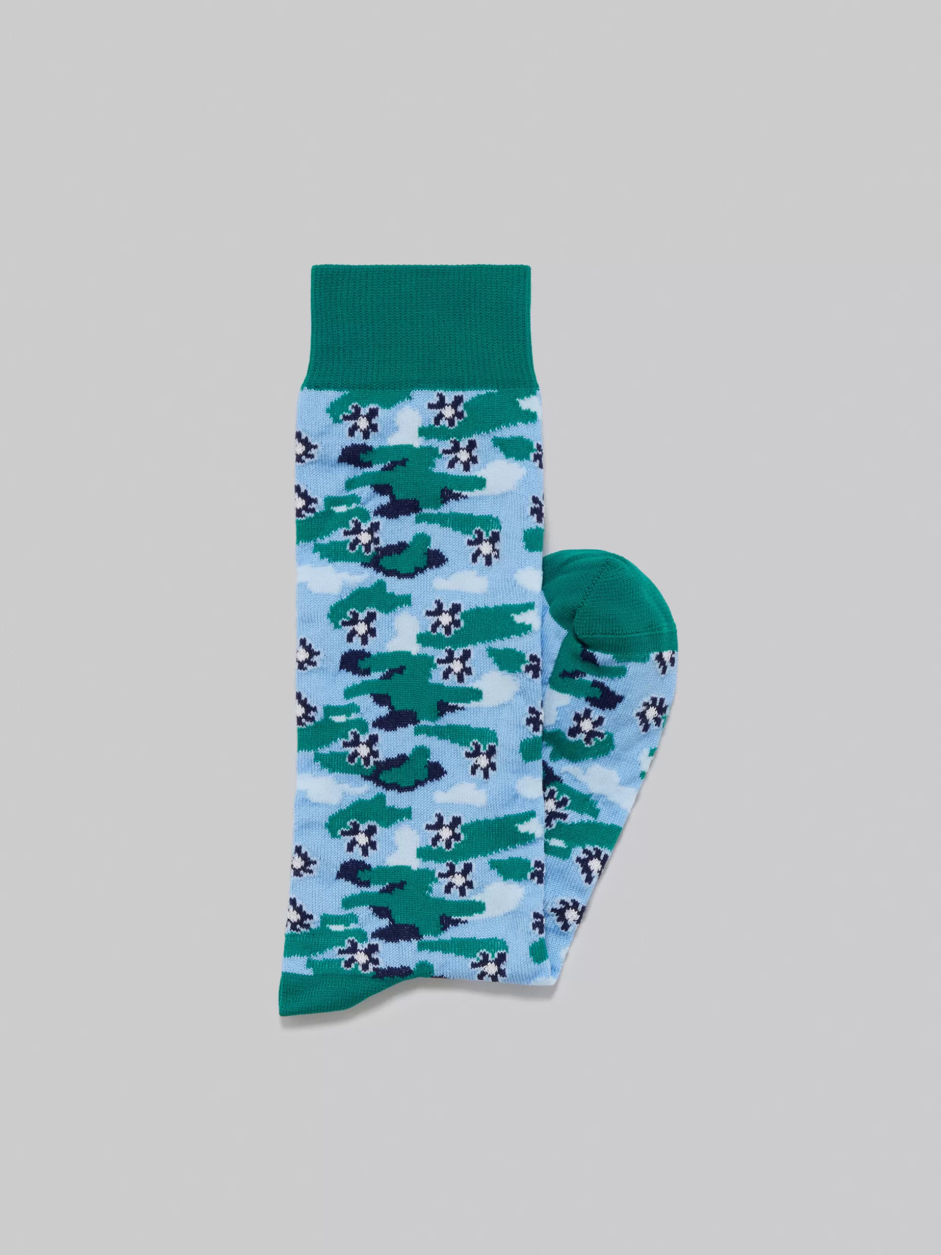 Women Marni Blue And Green Flower Socks