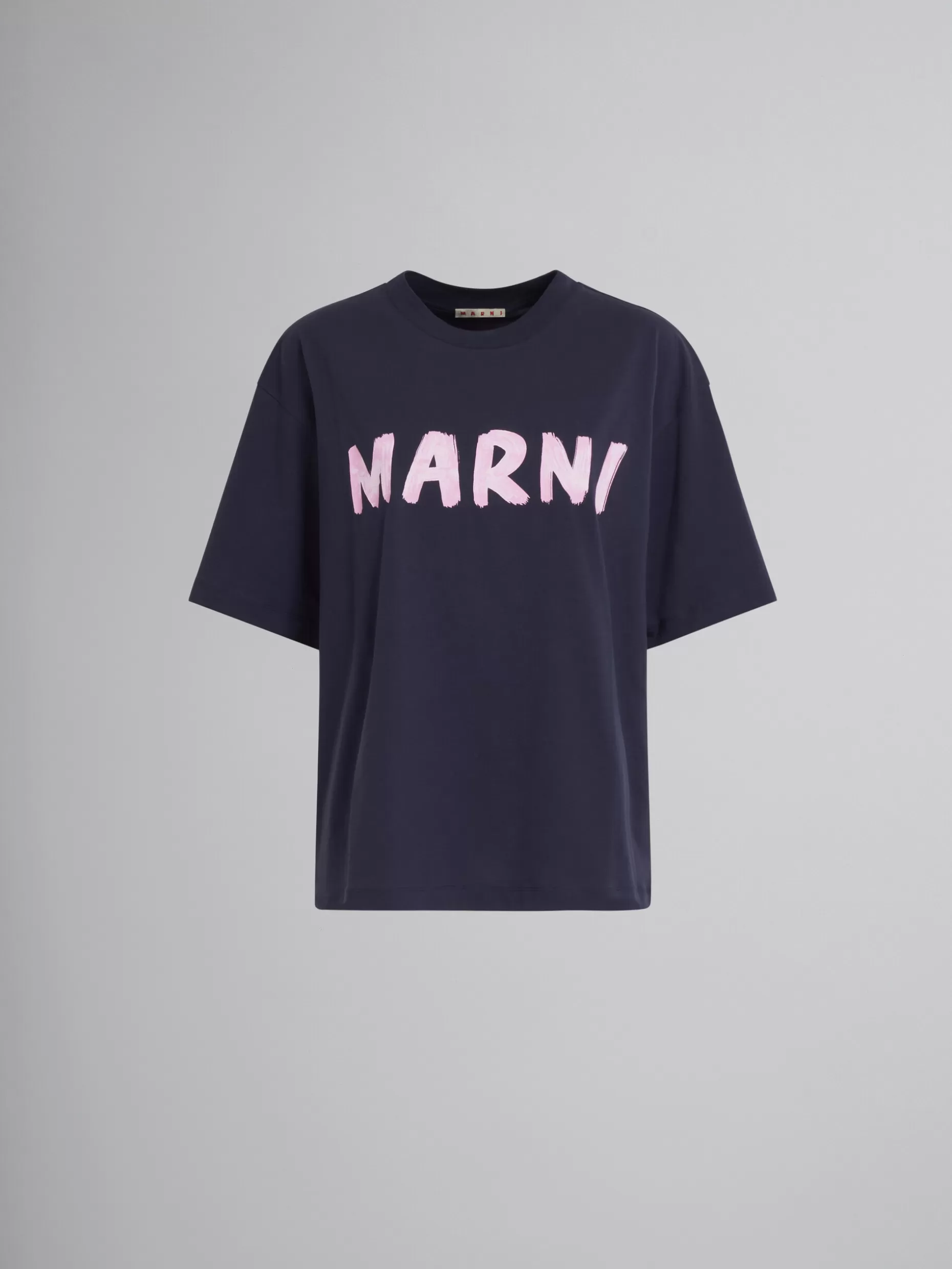 Women Marni Blue Bio Cotton T-Shirt With Logo