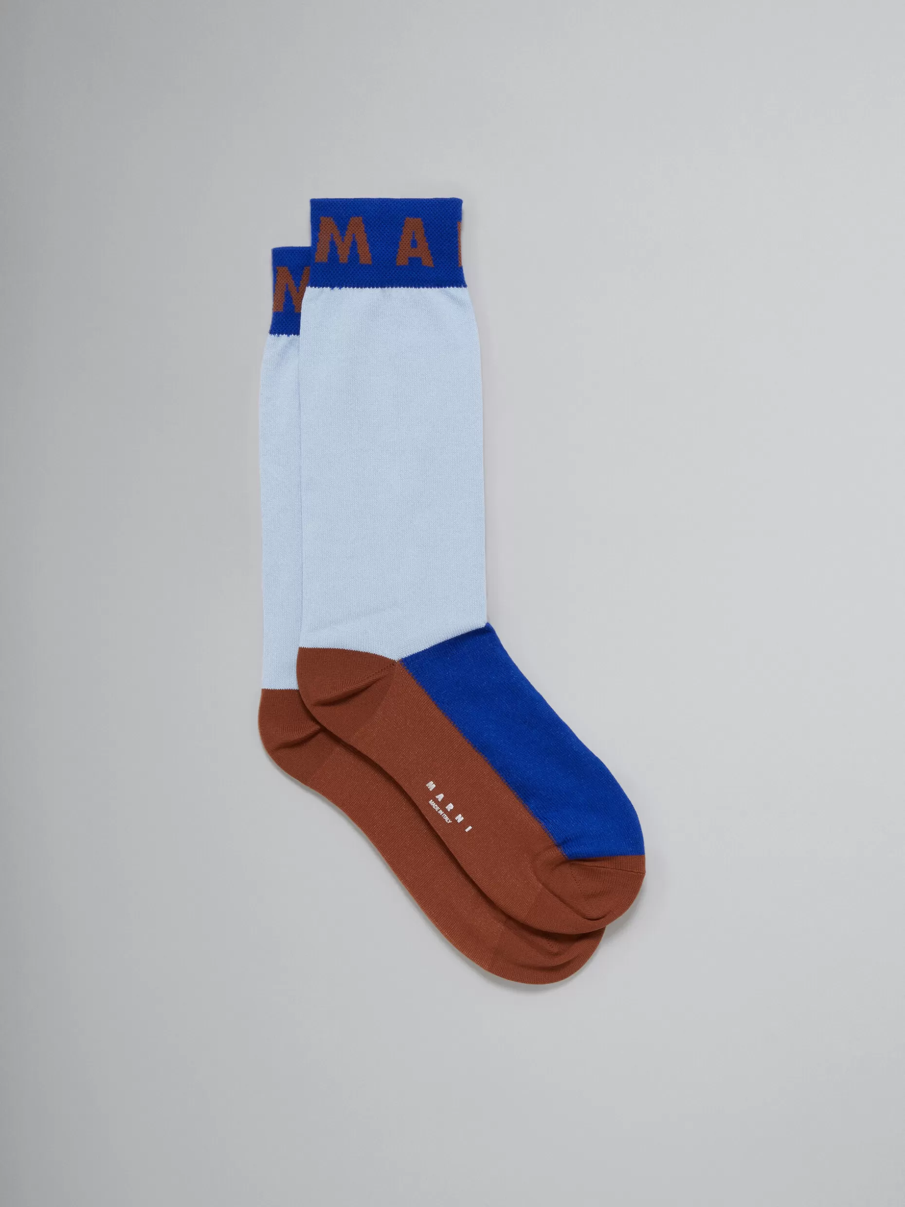 Women Marni Blue Cotton And Nylon Socks With Colour Blocks