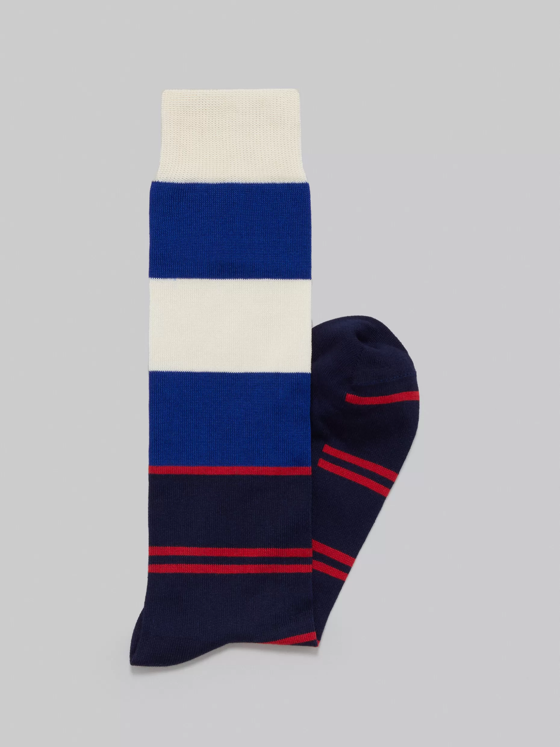 Men Marni Blue Cotton And Nylon Socks With Multicolour Stripes