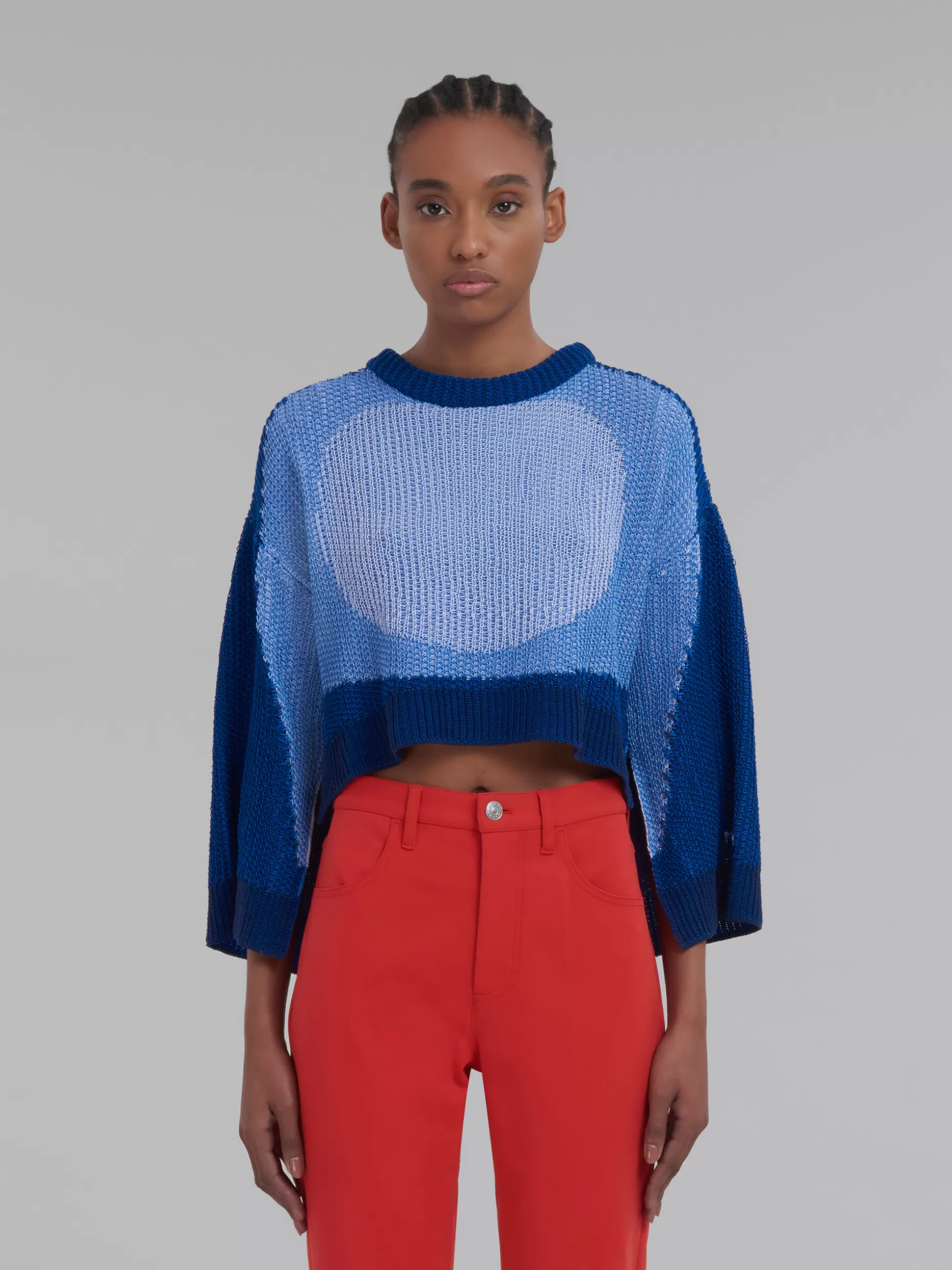 Women Marni Blue Cotton Jumper With Kimono Sleeves