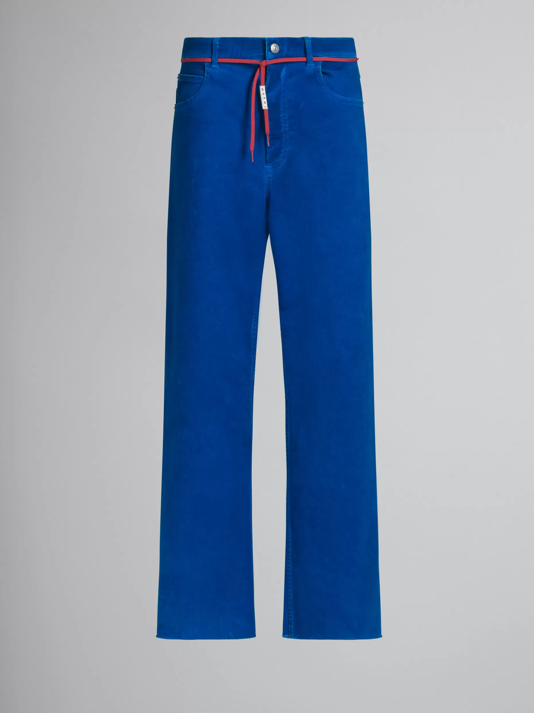 Men Marni Blue Flared 5 Pocket Trousers In Stretch Denim