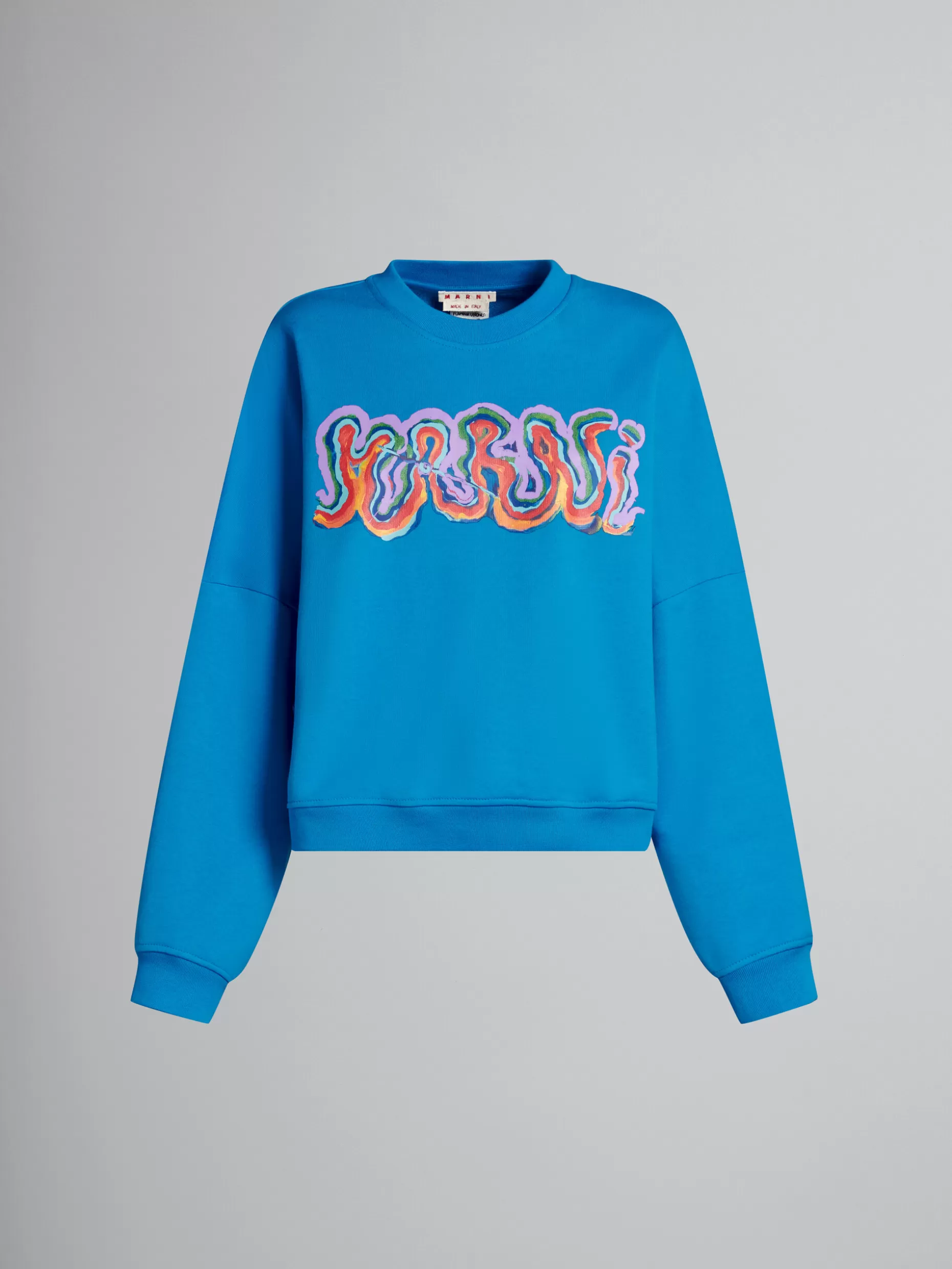 Women Marni Blue Jersey Sweatshirt With Rainbow Print