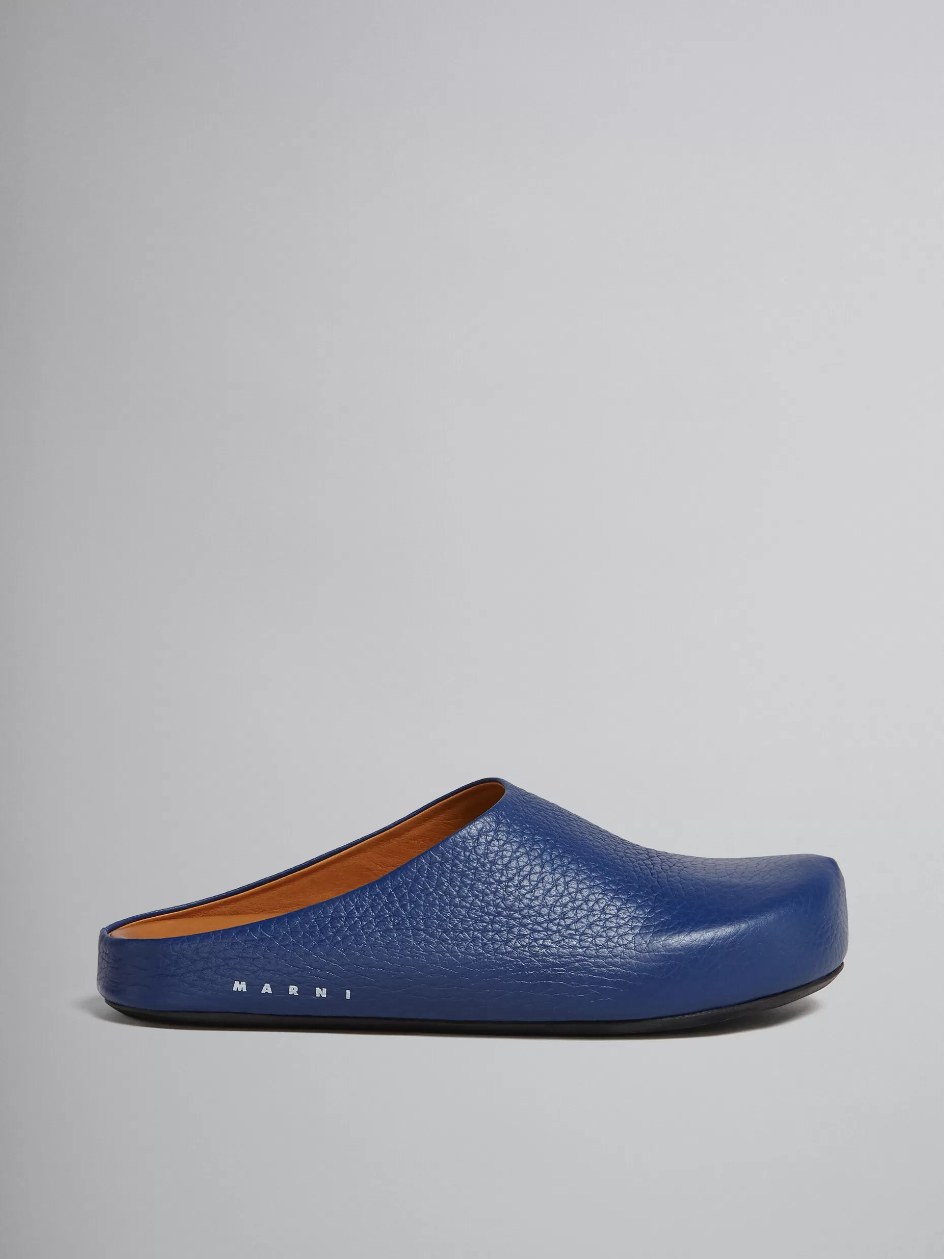 Men Marni Blue Leather Fussbett Sabot