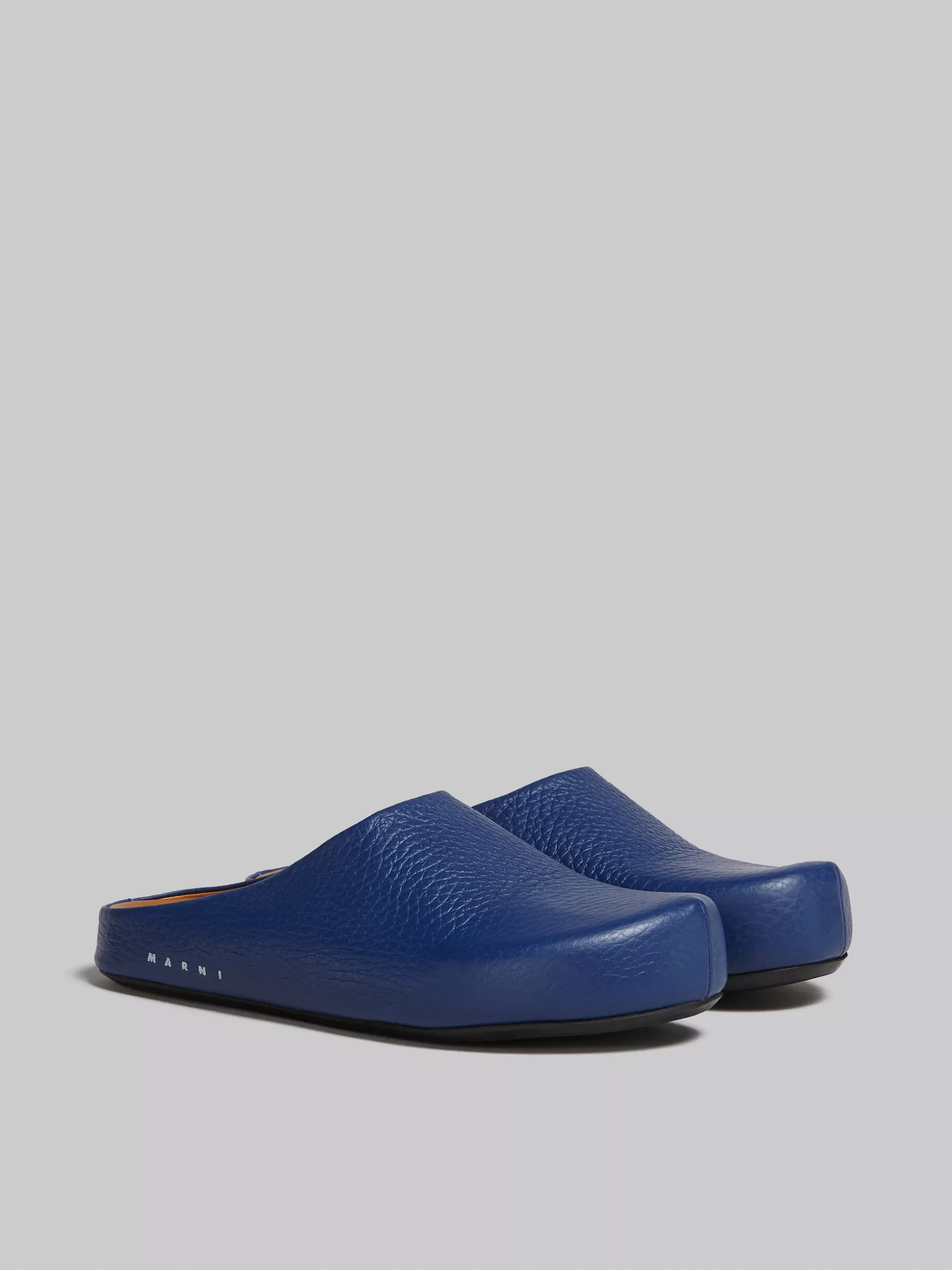 Men Marni Blue Leather Fussbett Sabot