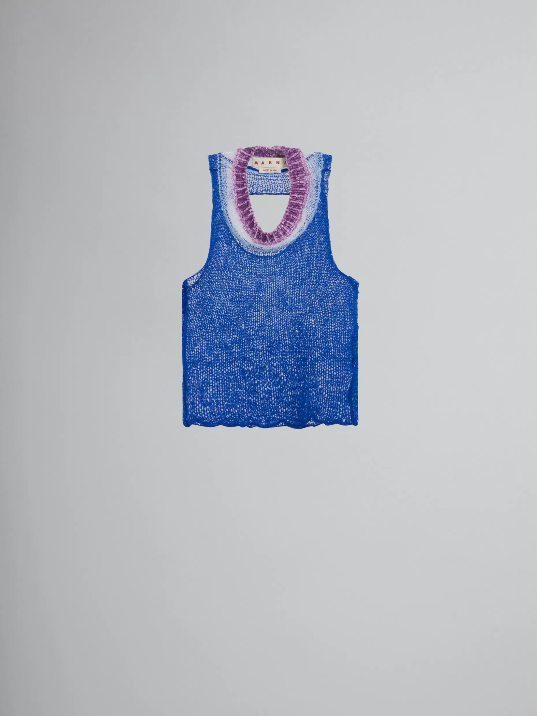 Women Marni Blue Mesh Wool And Cashmere Tank Top With Cutout