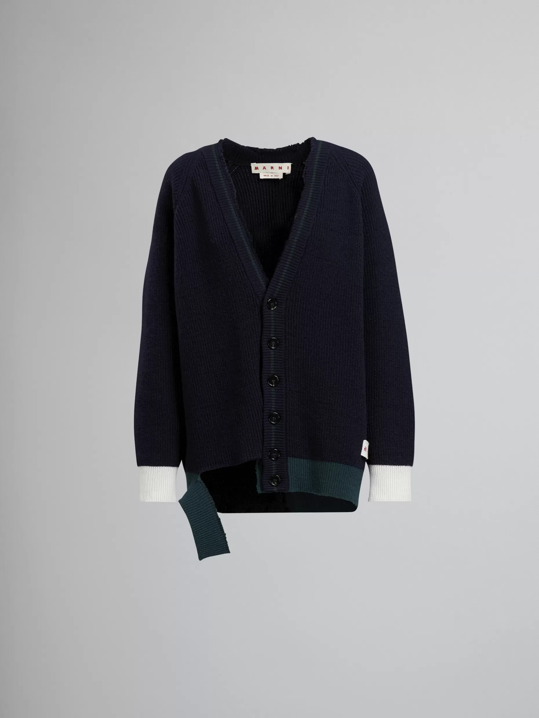 Women Marni Blue Shetland Wool And Cotton Long Cardigan