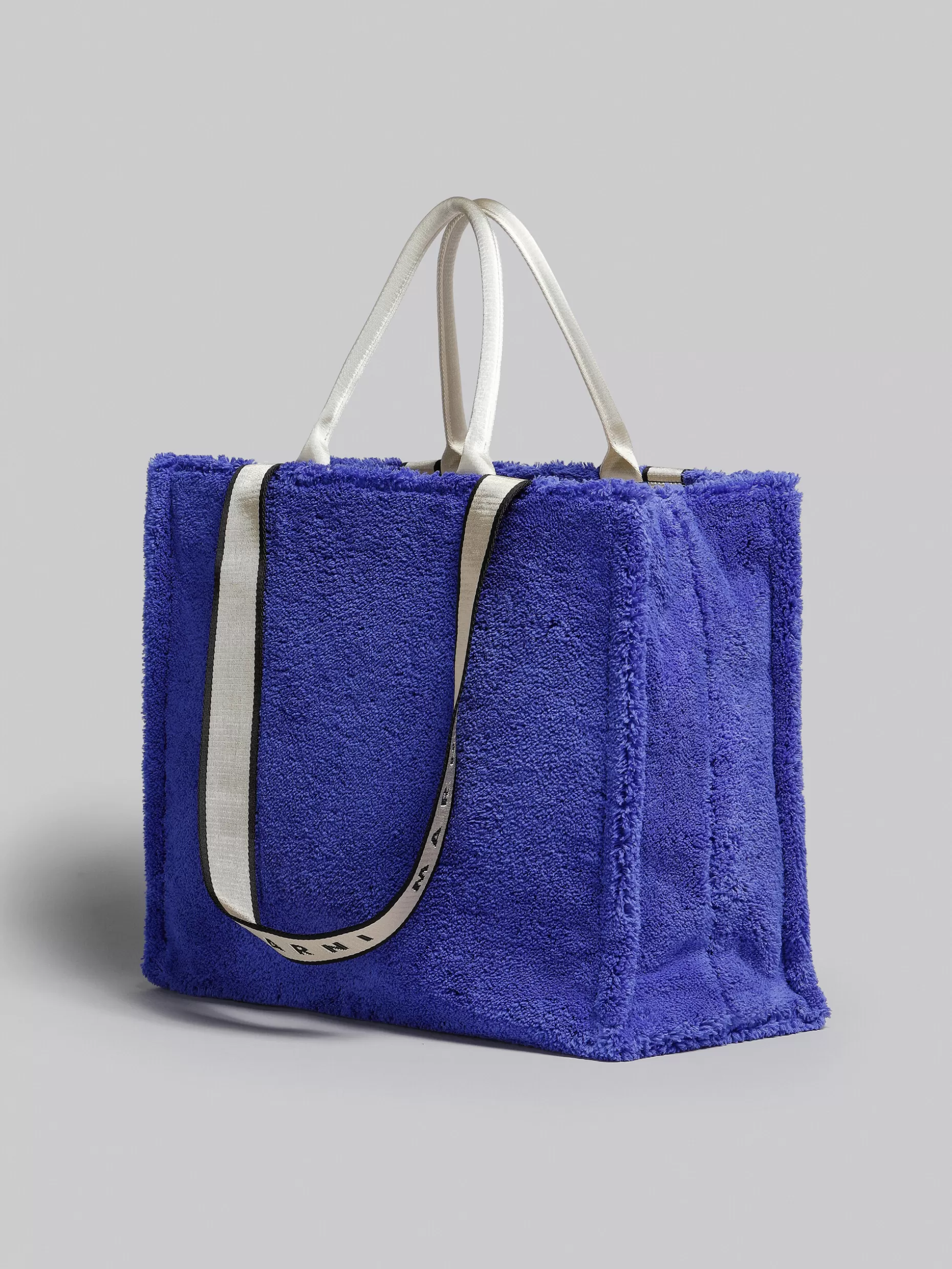 Men Marni Blue Terry Cloth Tote Bag