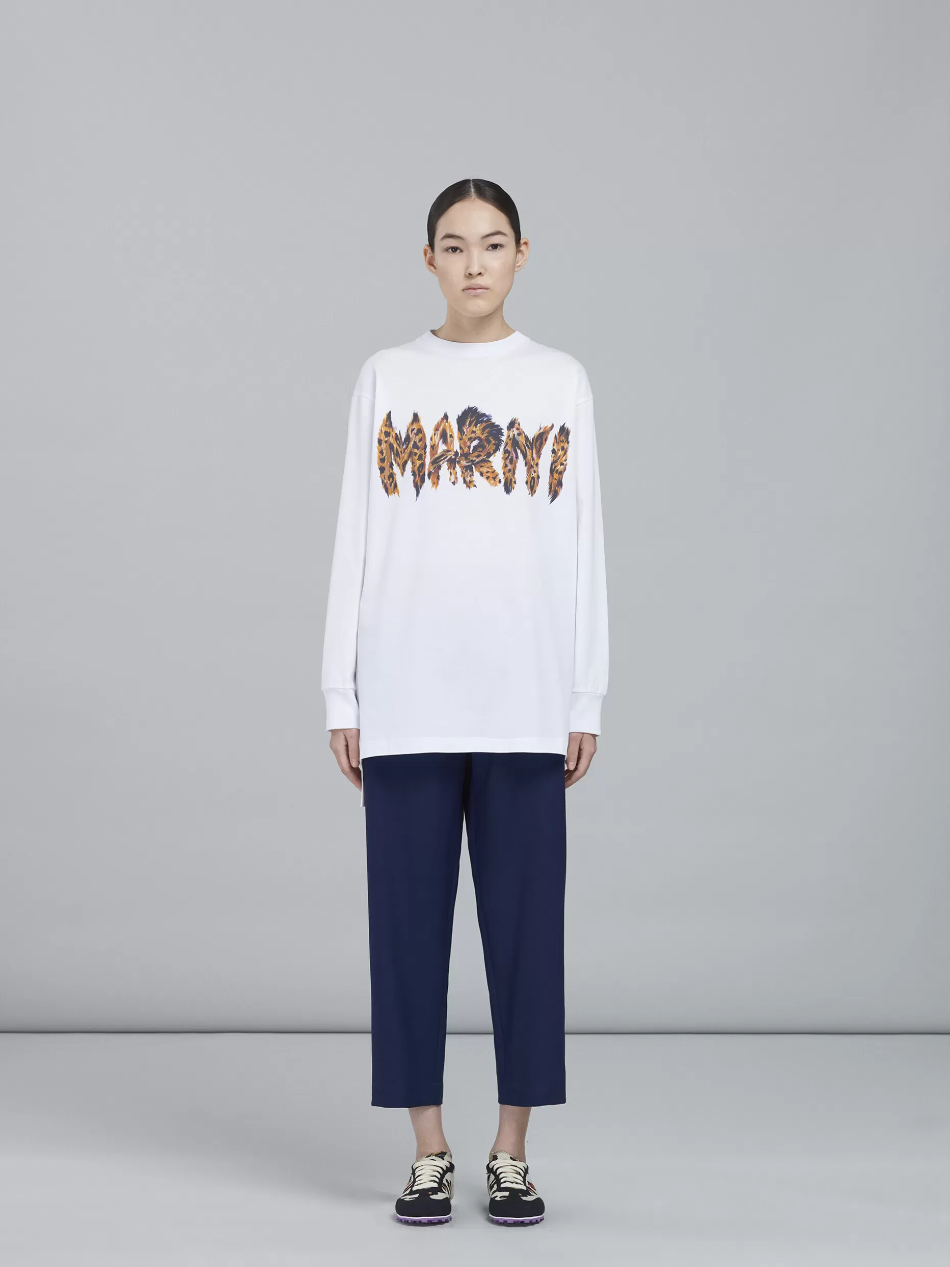 Women Marni Blue Tropical Wool Cropped Pants