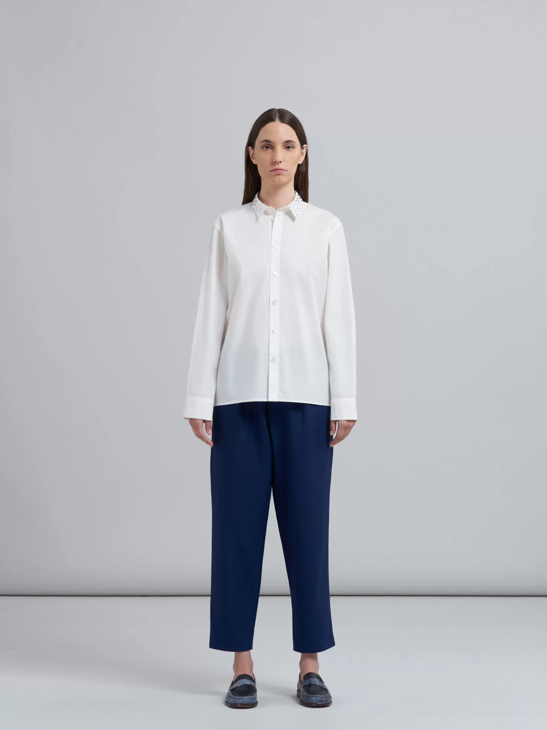 Women Marni Blue Tropical Wool Trousers