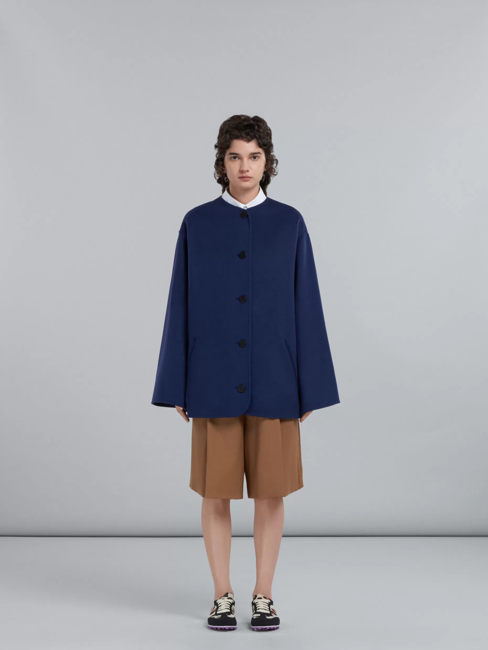 Women Marni Blue Wool Peacoat