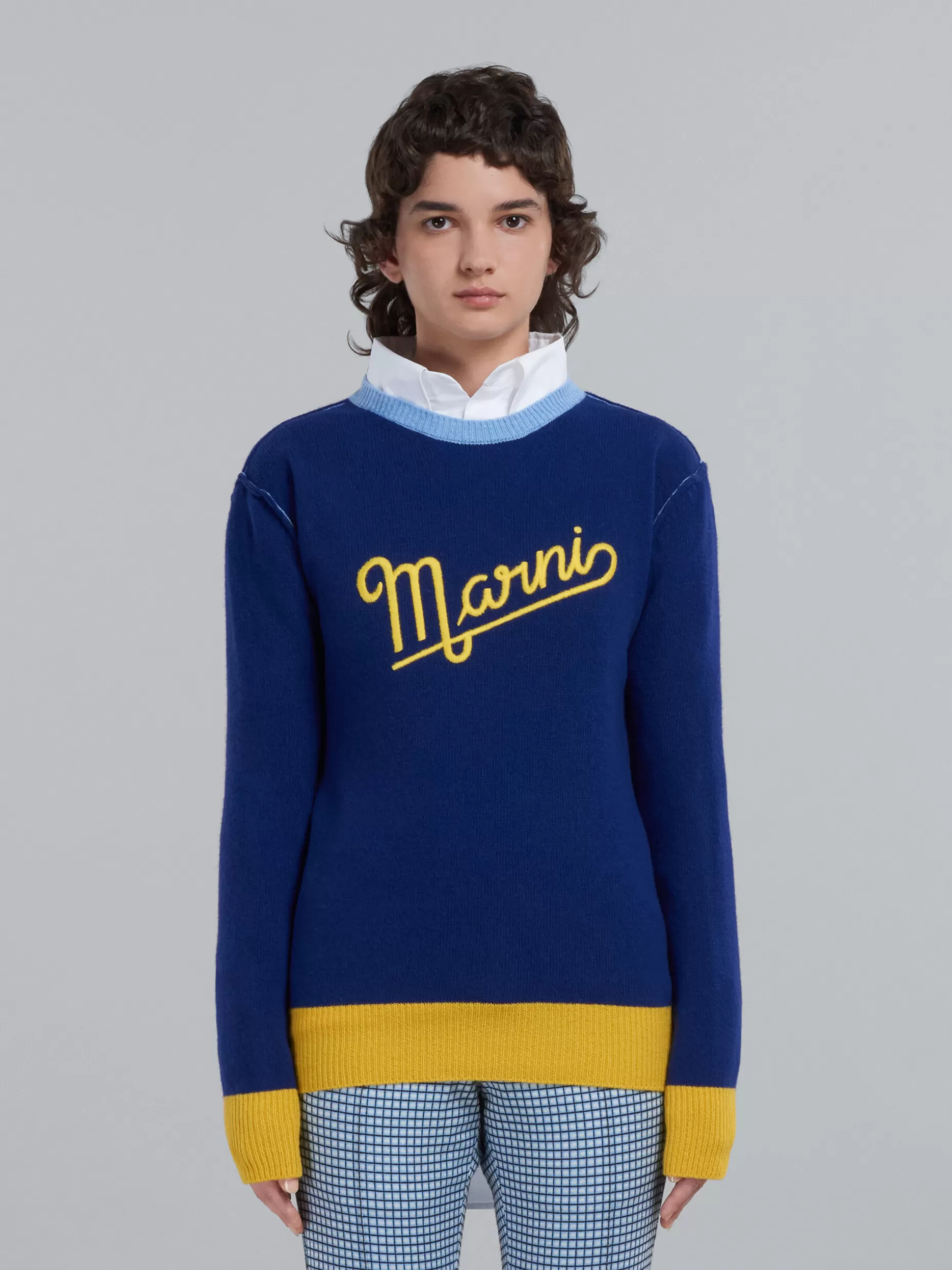 Women Marni Blue Wool Sweater With Logo