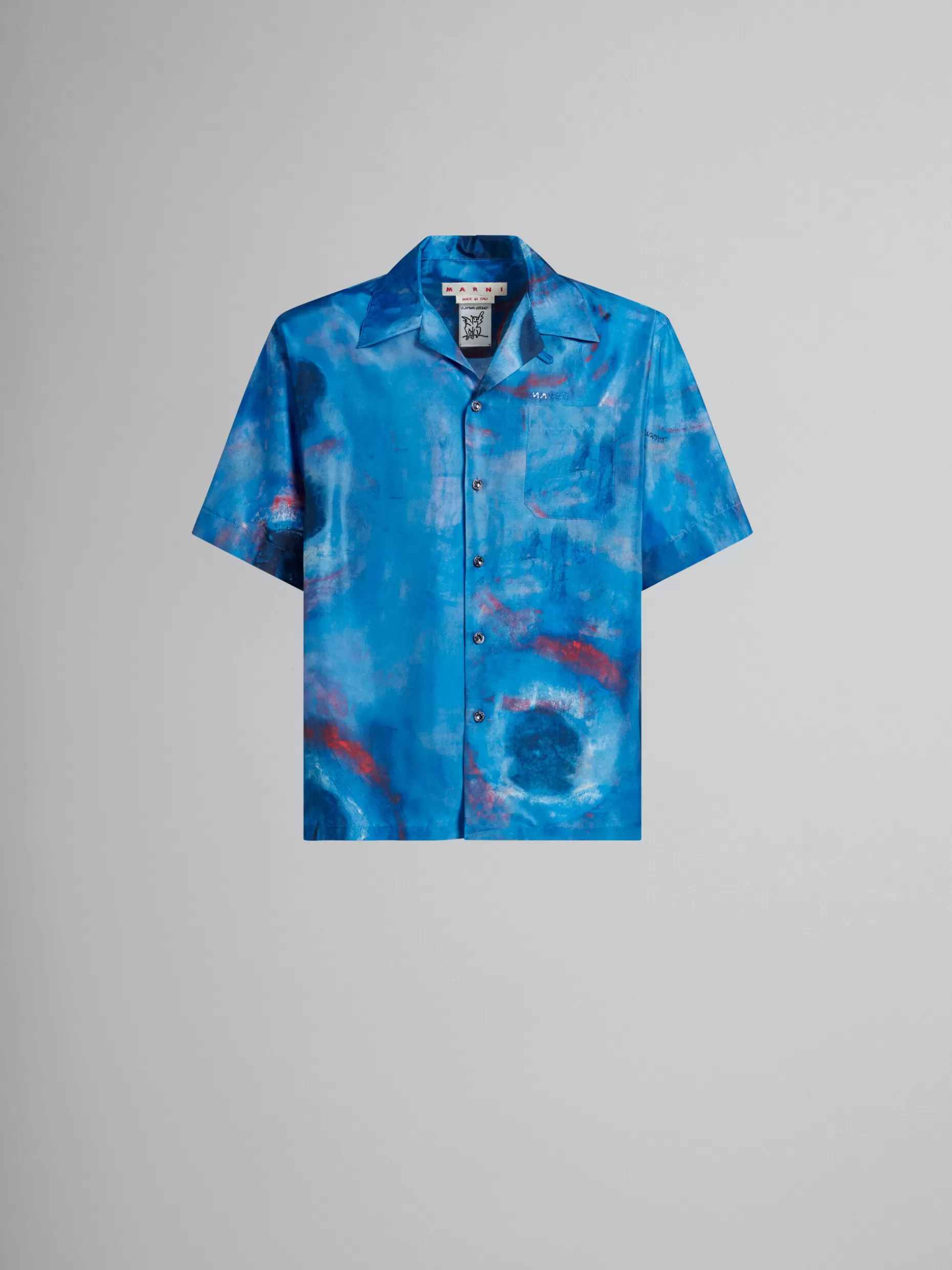 Men Marni Bowling Shirt With Buchi Blu Print