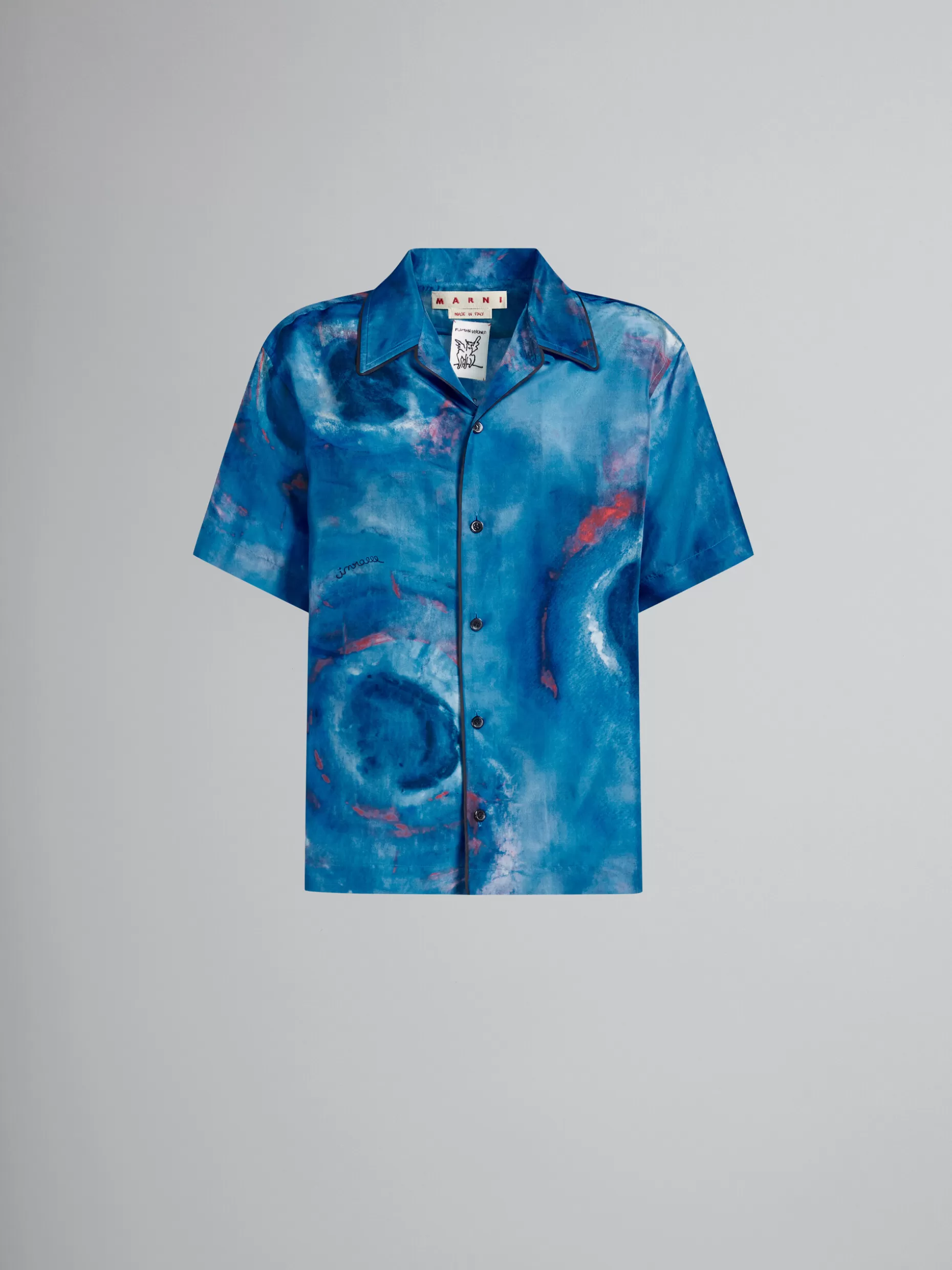 Women Marni Bowling Silk Shirt With Buchi Blu Print