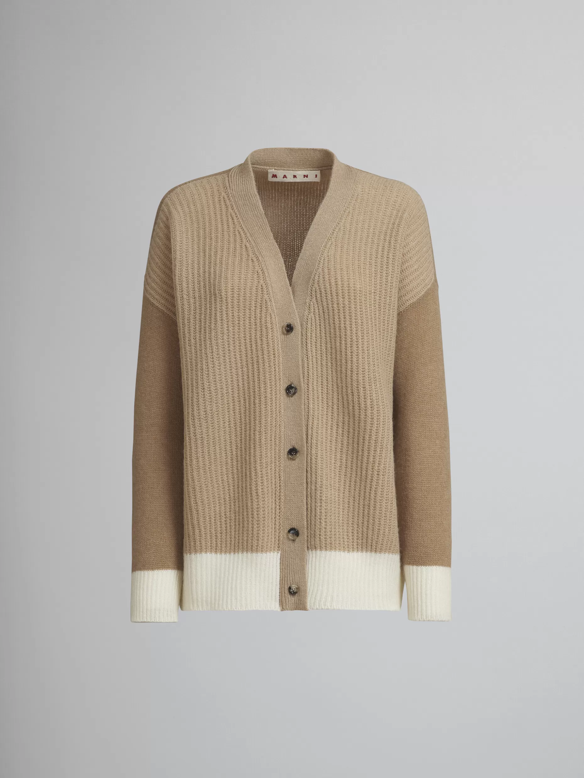 Women Marni Brown Cashmere V-Neck Cardigan