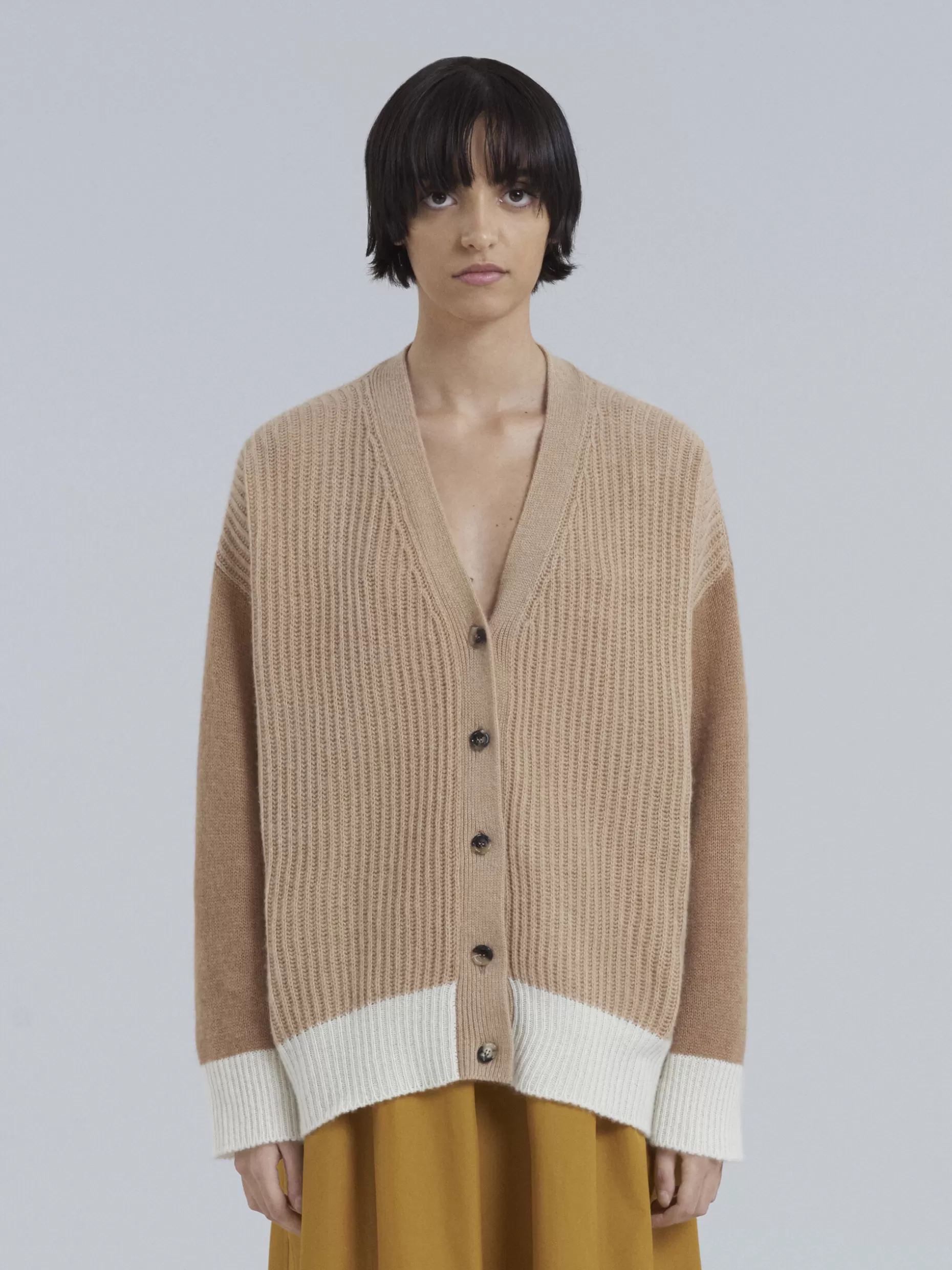 Women Marni Brown Cashmere V-Neck Cardigan