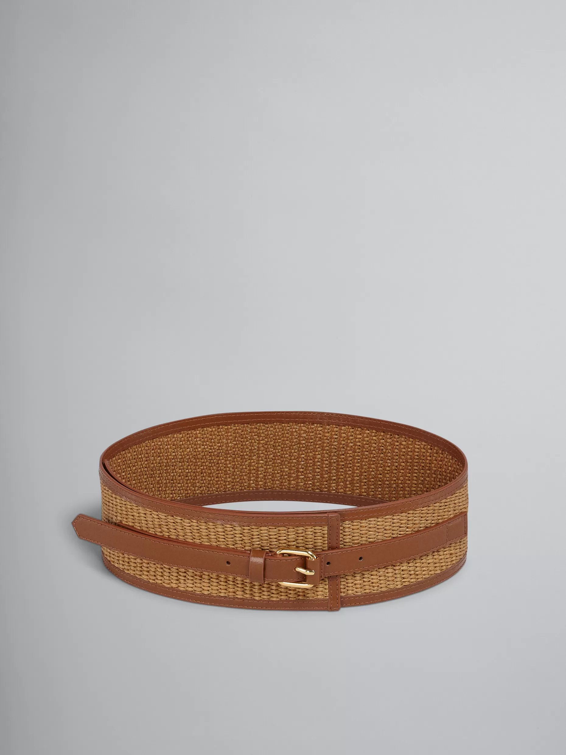 Women Marni Brown Leather And Raffia Belt