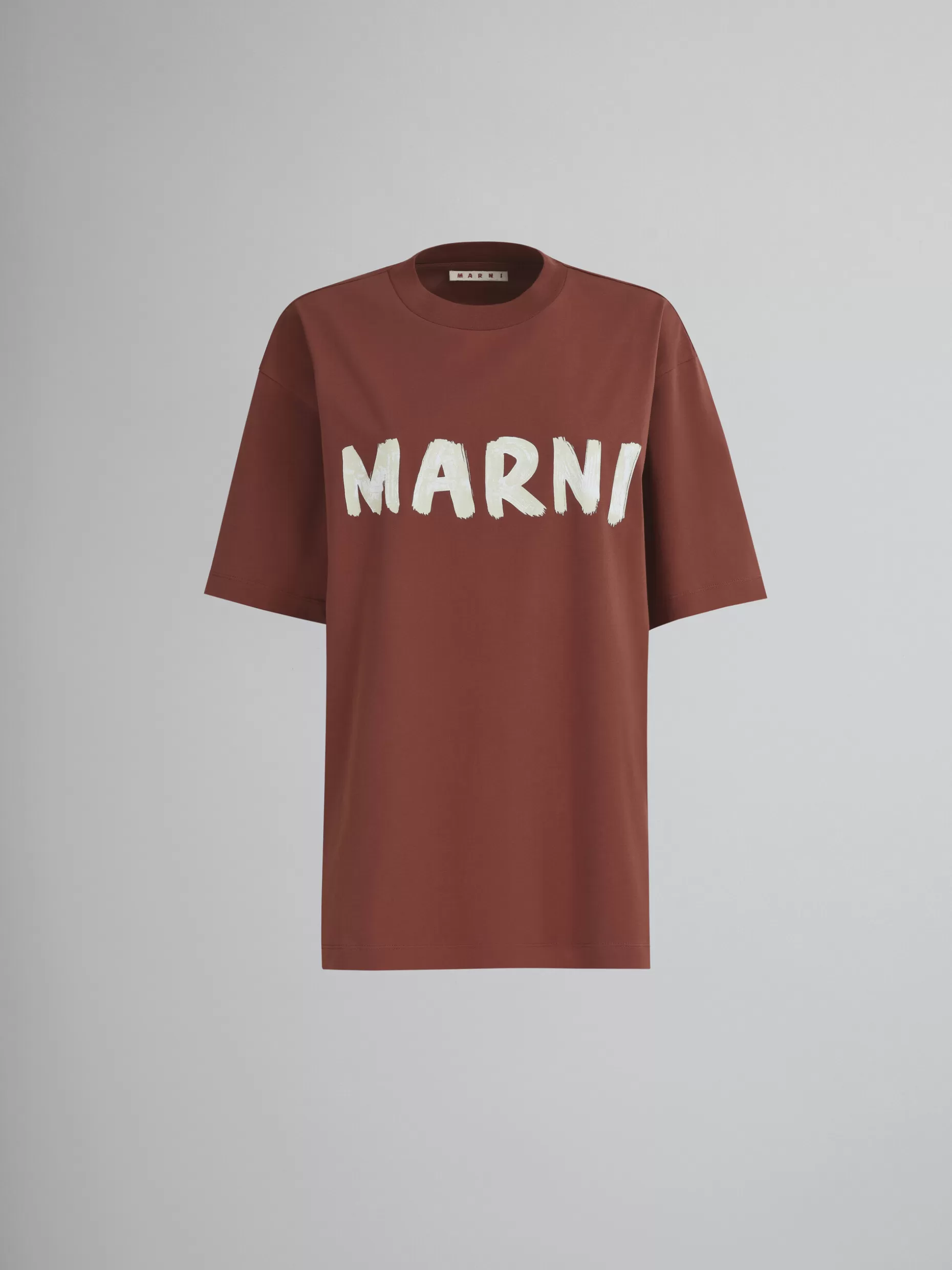 Women Marni Brown Logo Print Bio Jersey T-Shirt