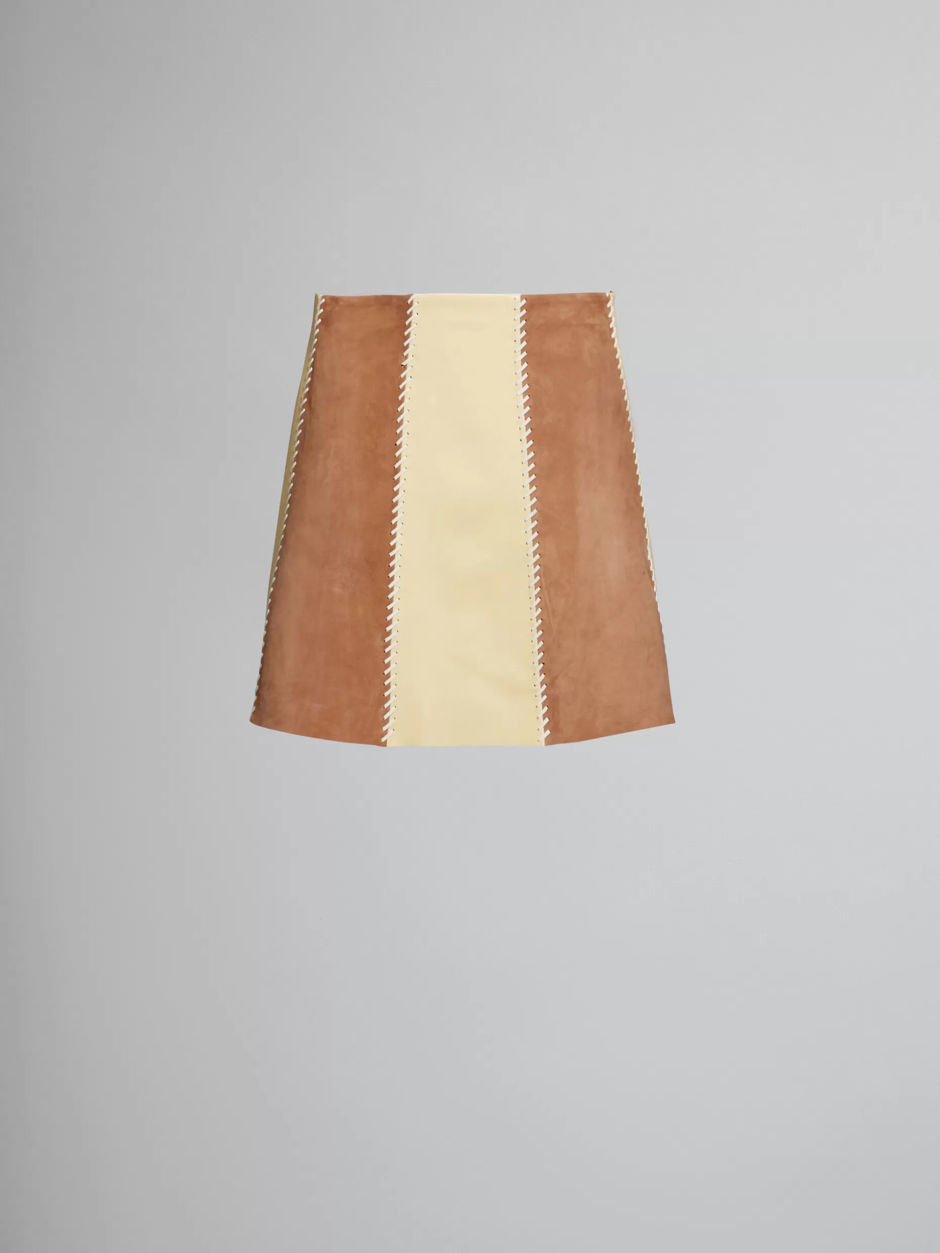 Women Marni Brown Nappa And Suede Skirt