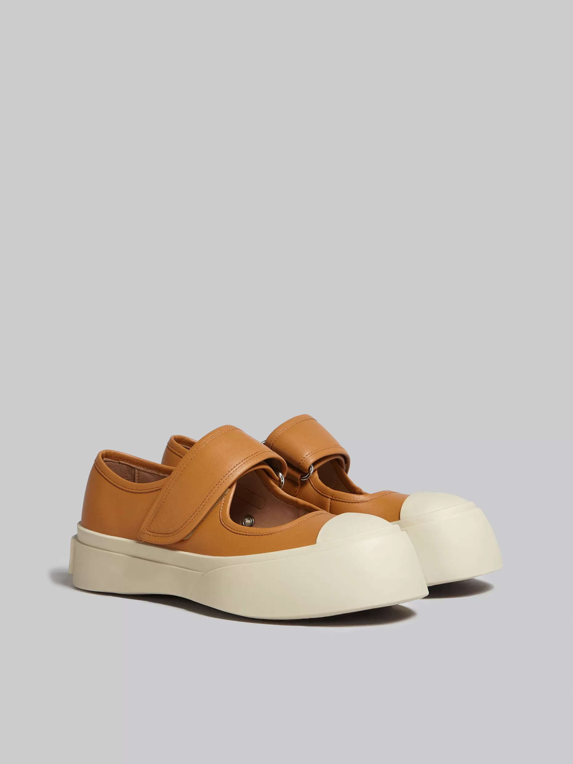 Women Marni Brown Nappa Leather Mary Jane Sneaker