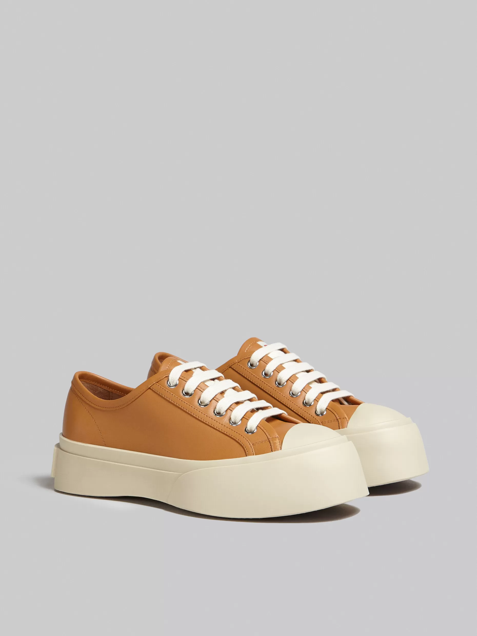 Women Marni Brown Nappa Leather Pablo Lace-Up Sneaker