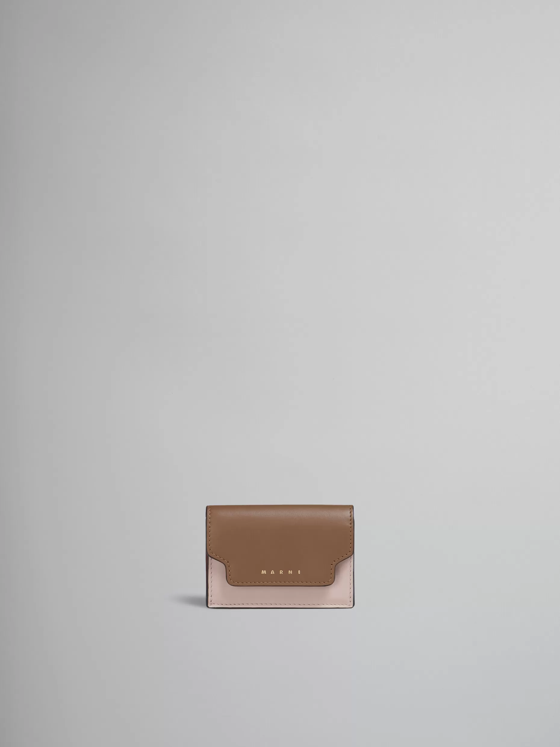 Women Marni Brown Pink And Burgundy Leather Tri-Fold Wallet