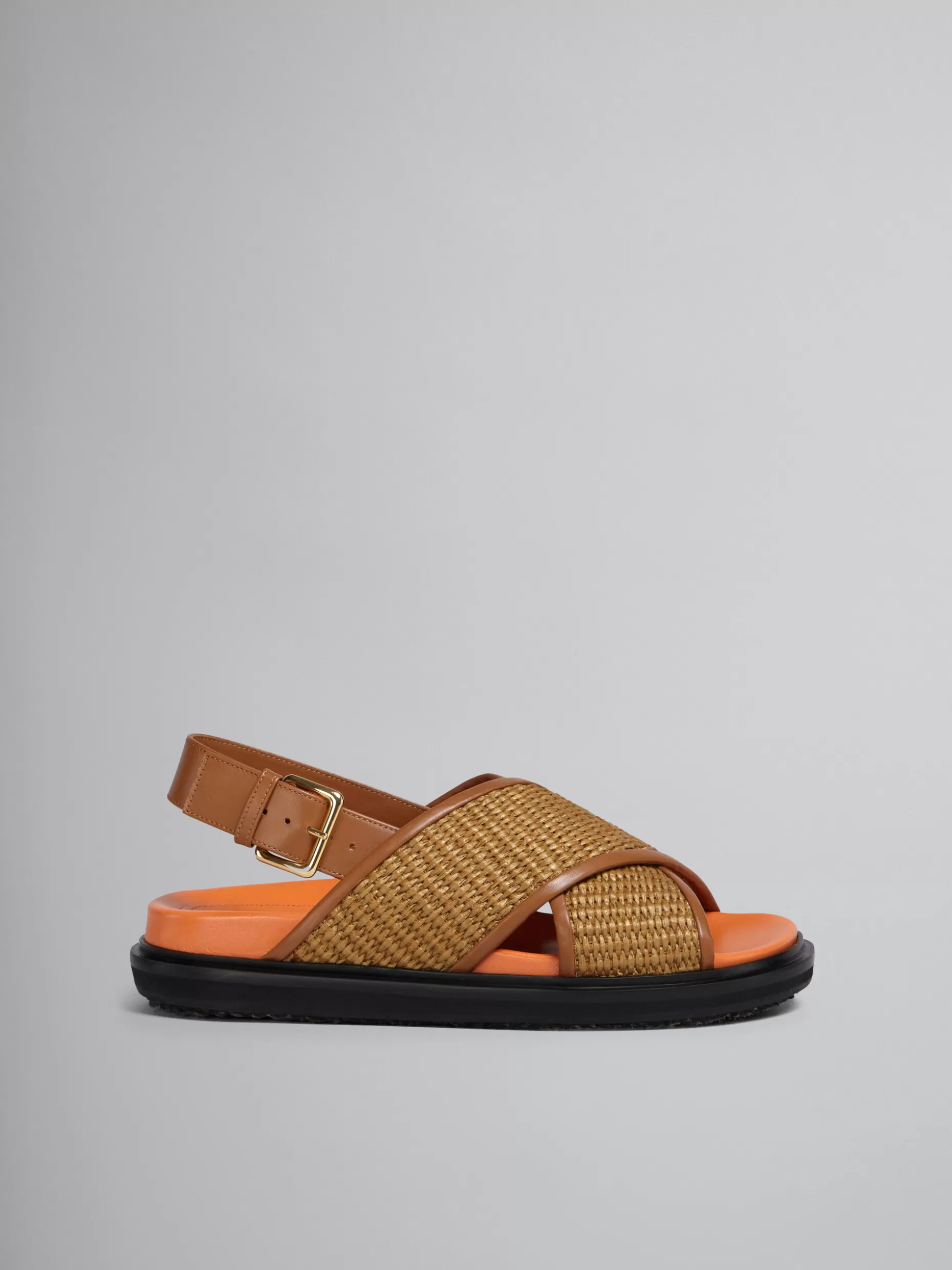 Women Marni Brown Raffia And Leather Fussbett