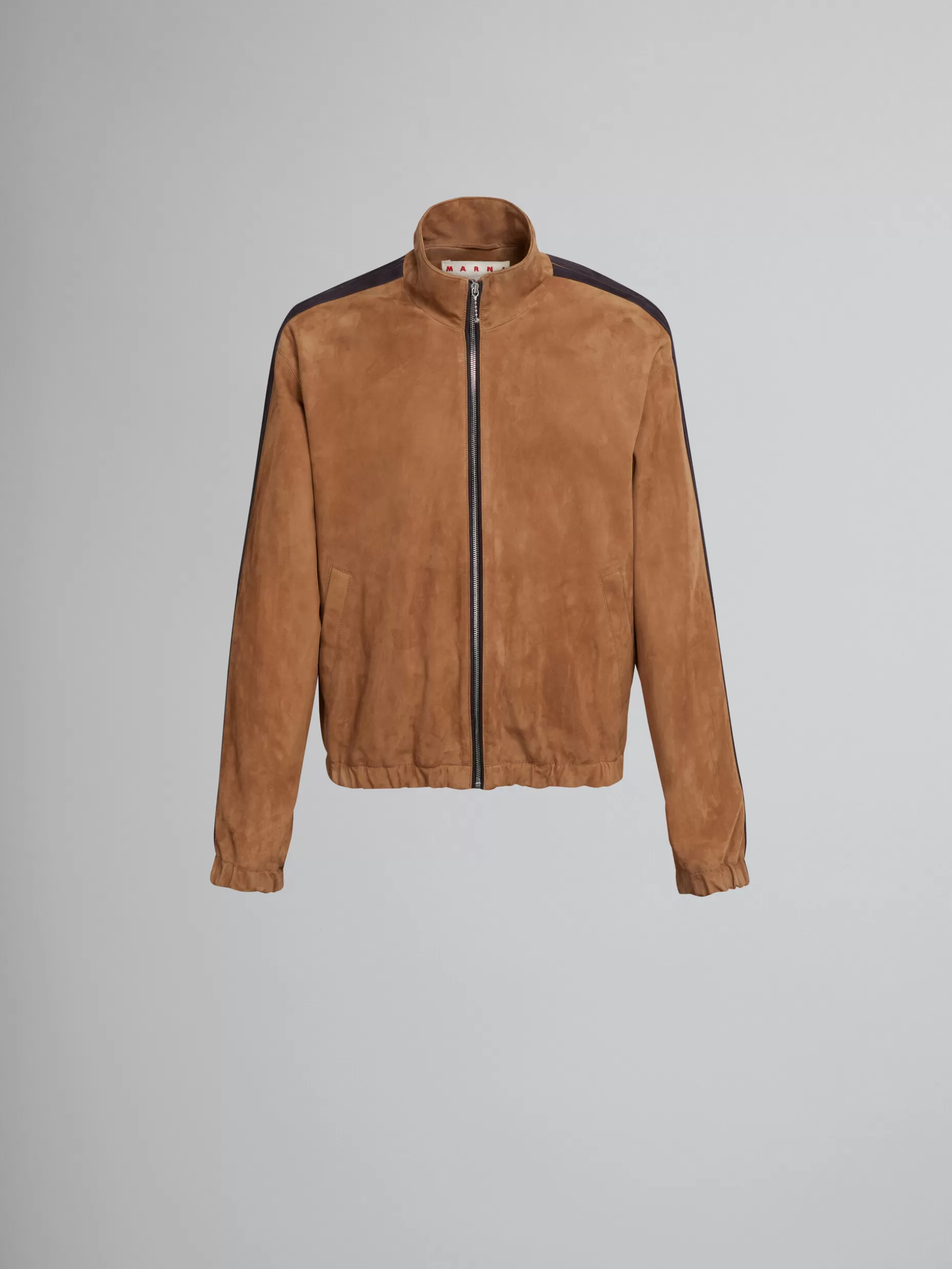 Men Marni Brown Suede Bomber Jacket With Nappa Bands