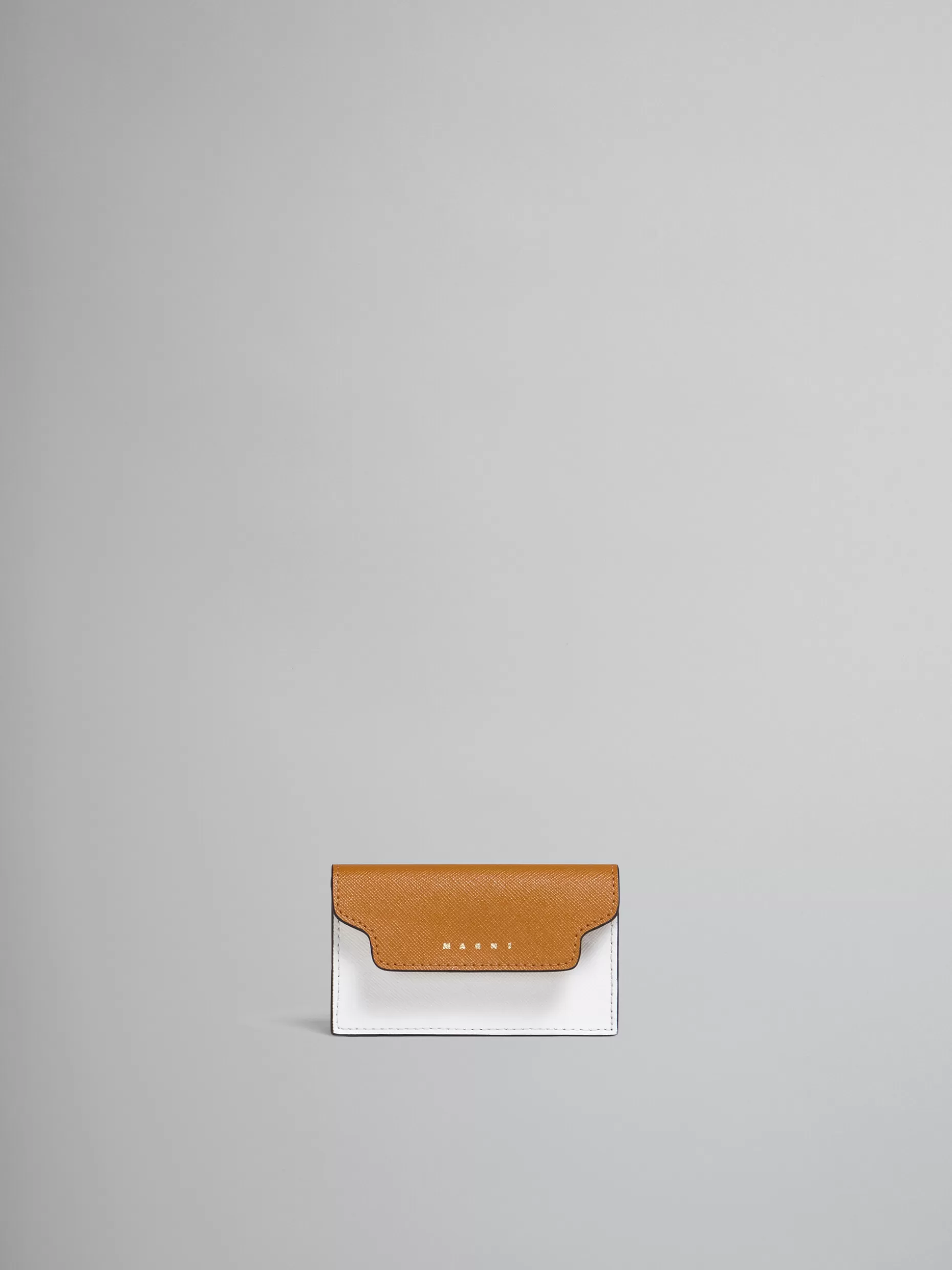 Women Marni Brown White And Blue Saffiano Business Card Case