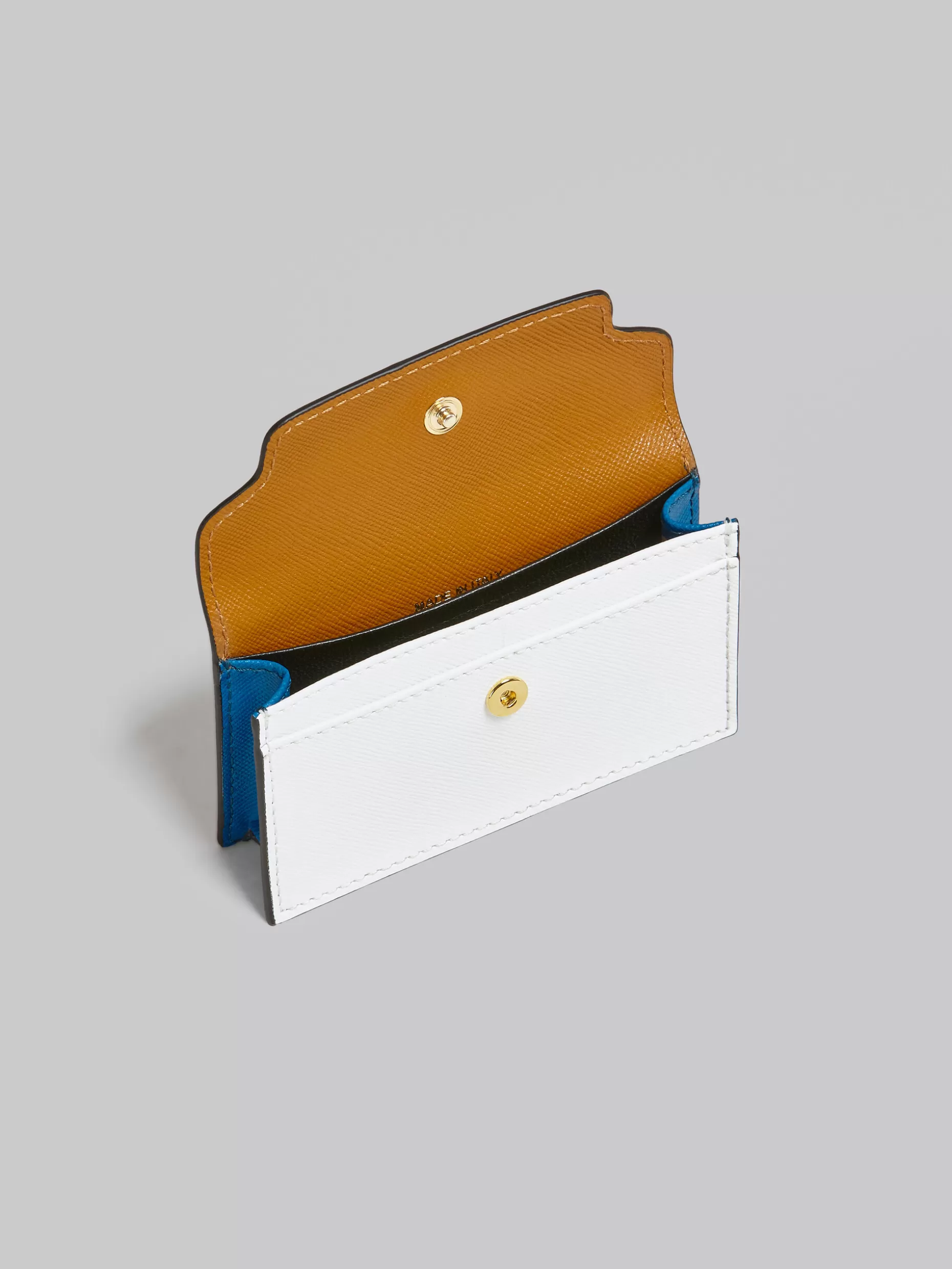 Women Marni Brown White And Blue Saffiano Business Card Case